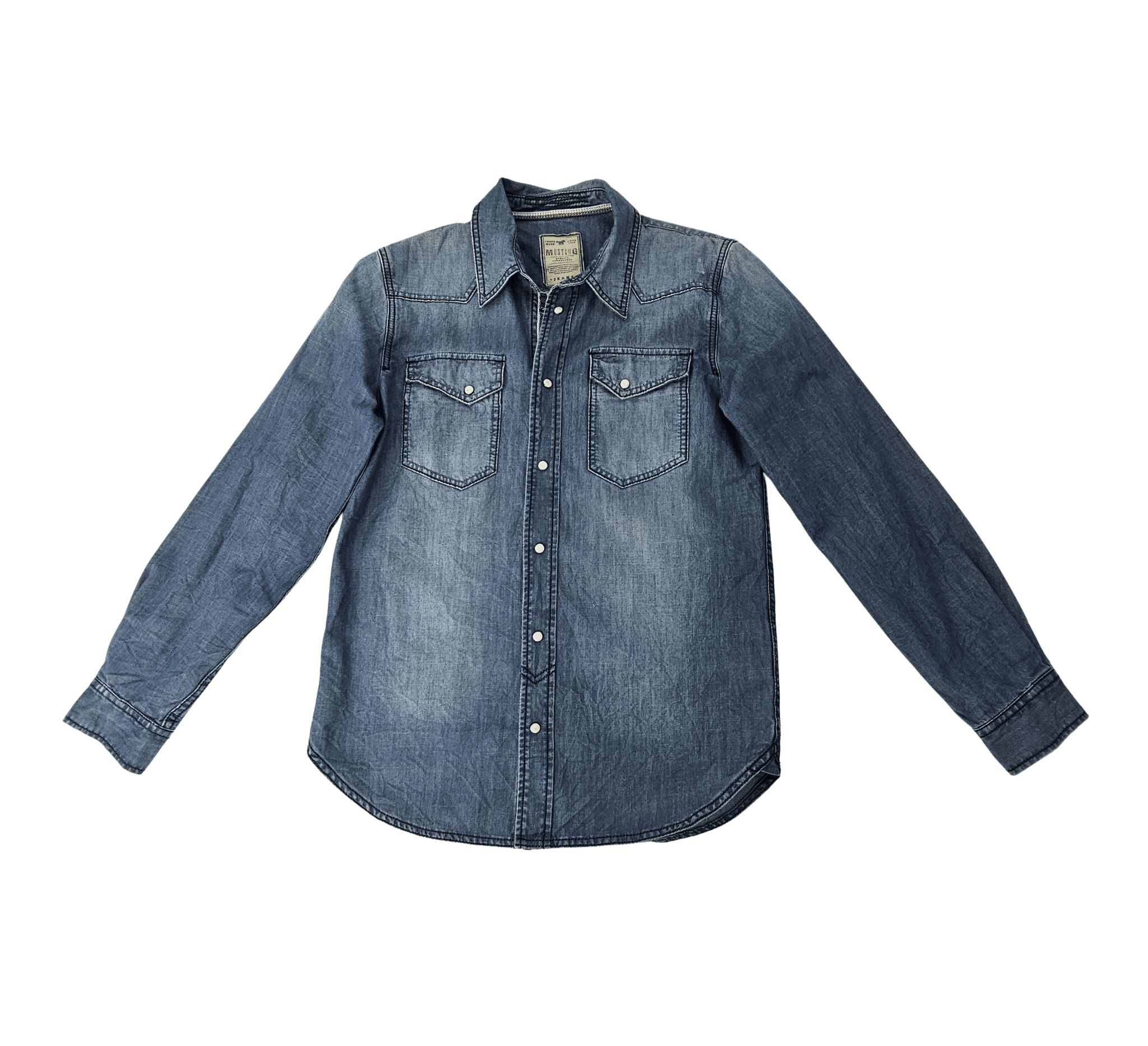 Kemishe Xhins Meshkujsh Mustang ngjyre Blu S.Hand Shirt