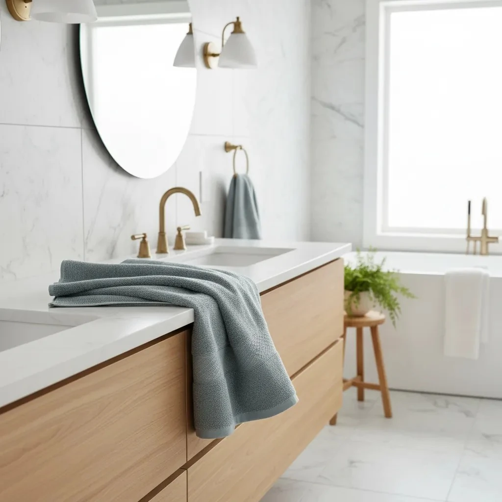 Peshqir Banje Trupi  Gri e Hapur Dizajn Me Fashe 1 Cope 70x140 cm 425 gr Bath-Body Towel