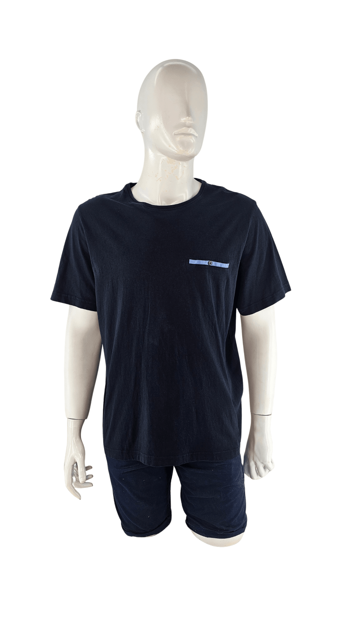 T-Shirt Meshkujsh Ngjyre Blu e Erret S.Hand