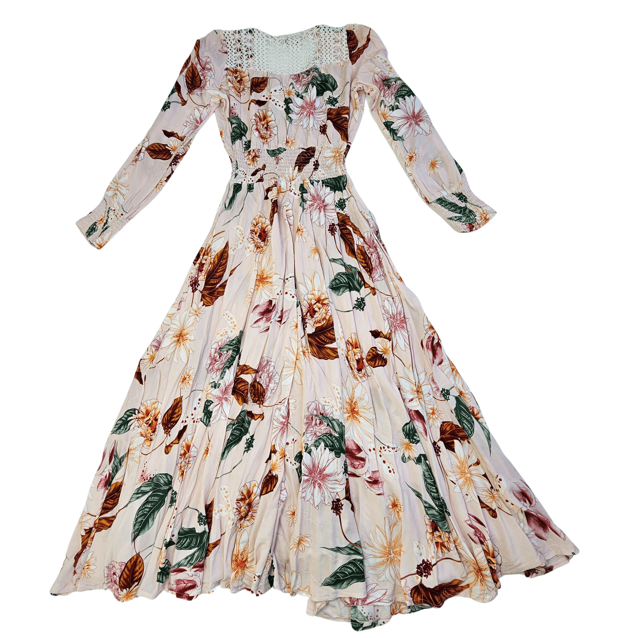 Fustan Femrash Ngjyre Roze e Lehte me Dizajn Lulesh S.Hand/Dress