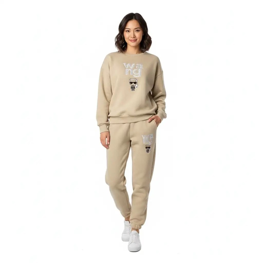 Kostum Sportiv Femrash Outlet Women's Sweatsuit Set  - Beige