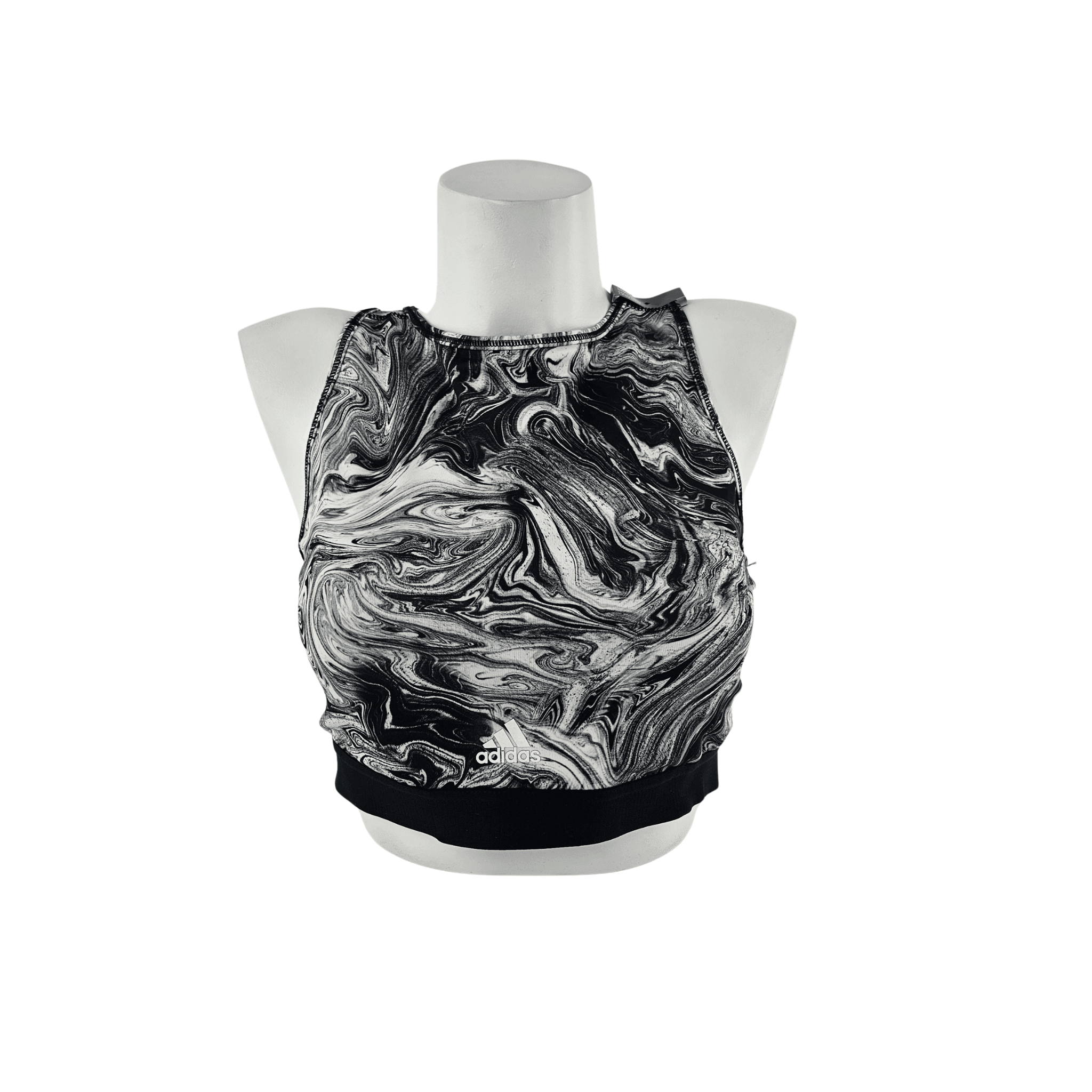 Fitness Crop Top Adidas Dizajn Bardhe e Zi Outlet