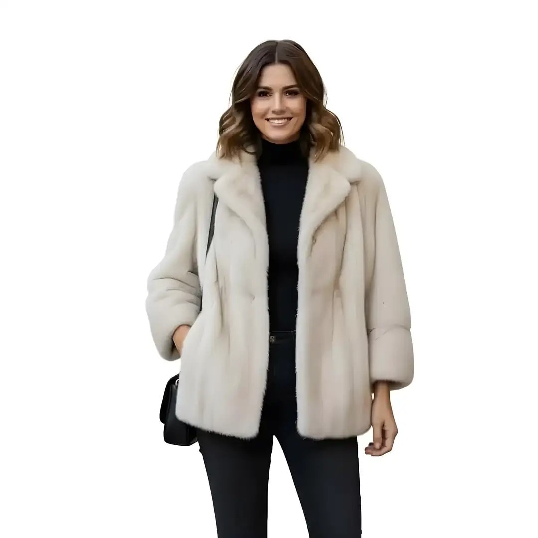 Pelice Femrash Origjinale Ngjyre Bezhe S.Hand Womens Fur Coat 