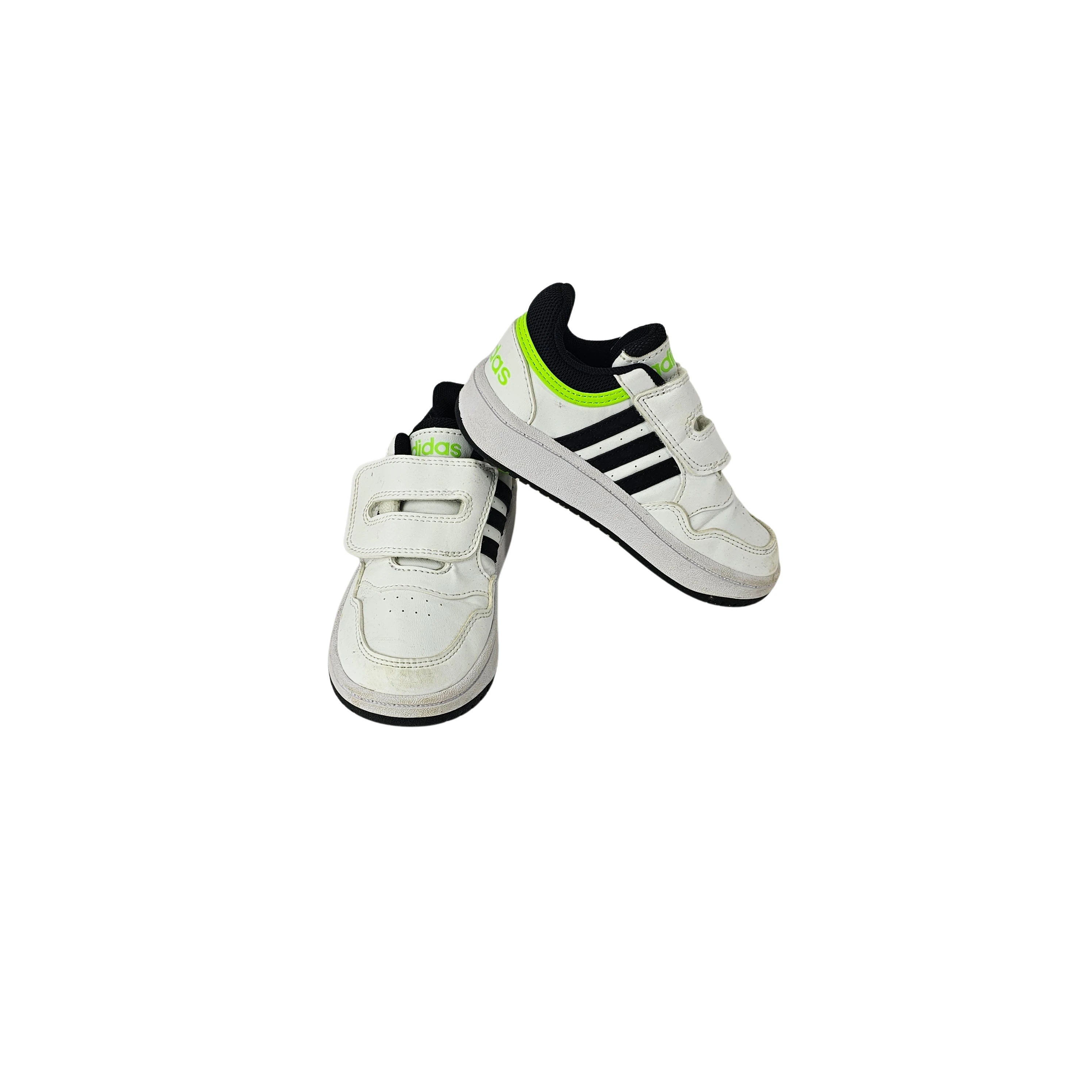 Atlete Femijesh Ngjyre te Bardha me Dizajn te Zi dhe Jeshile Bizele Fosforeshente S.Hand Children's Shoes