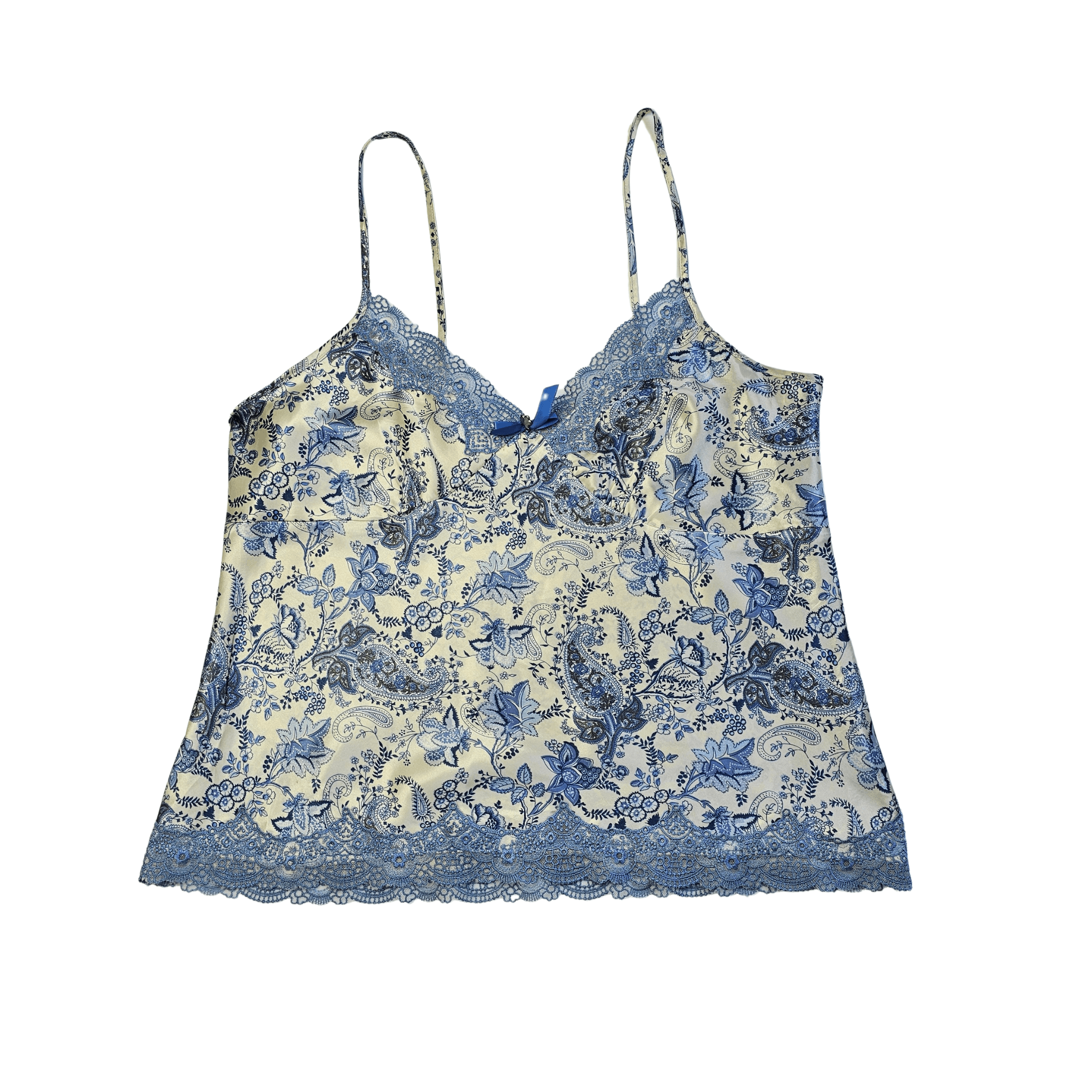 Veshje Gjumi Kanatjere Saten Ngjyre Qumesht me Dizajn Blu Abstrakt S.Hand/Sleeping Clothes