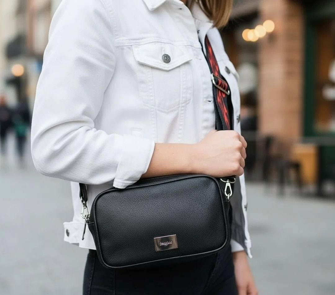 Cante Bershka Ngjyre e Zeze me Rrip me Dizajn te Kuq S.Hand