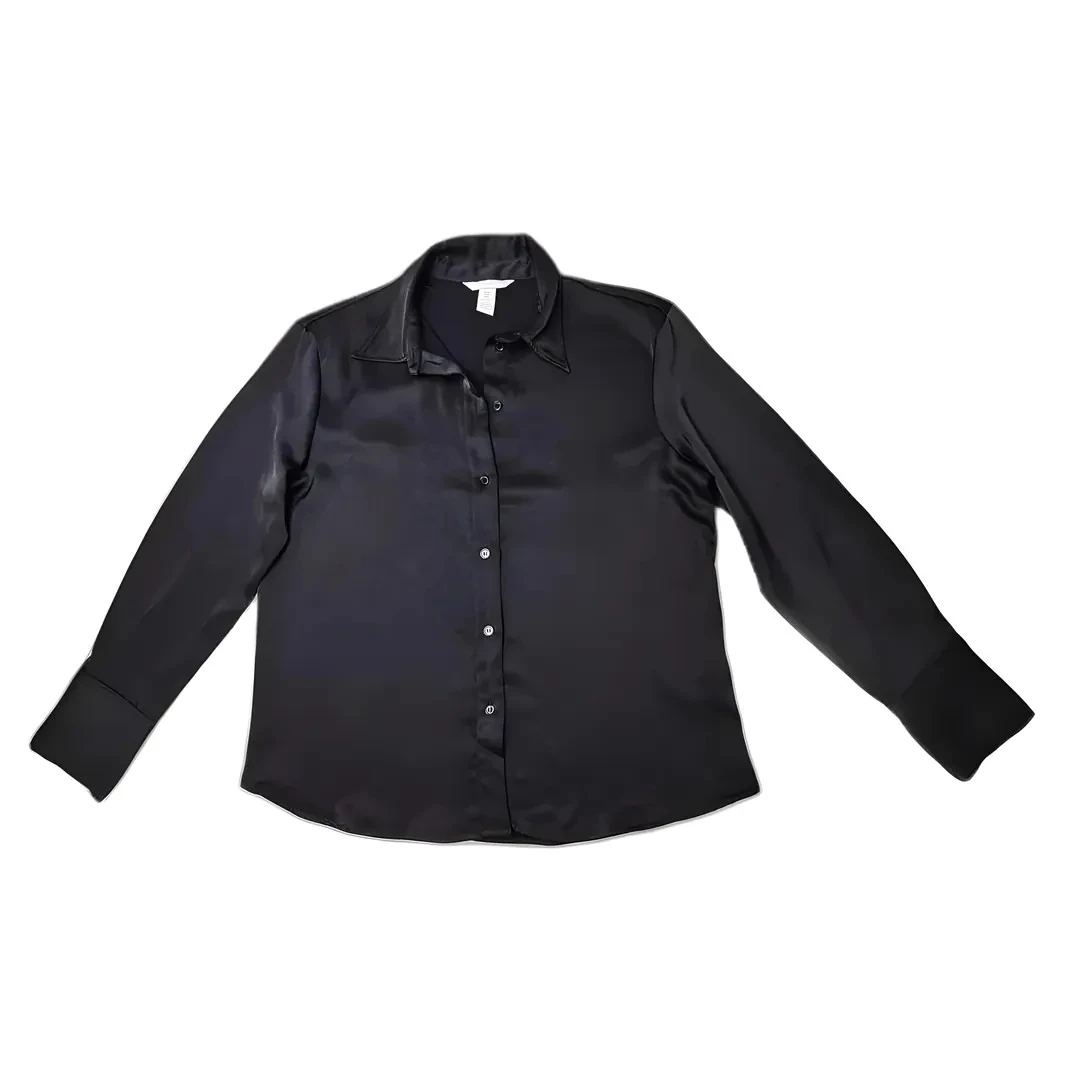 Kemishe Femrash Saten Ngjyre e Zeze S.Hand Women's Shirt