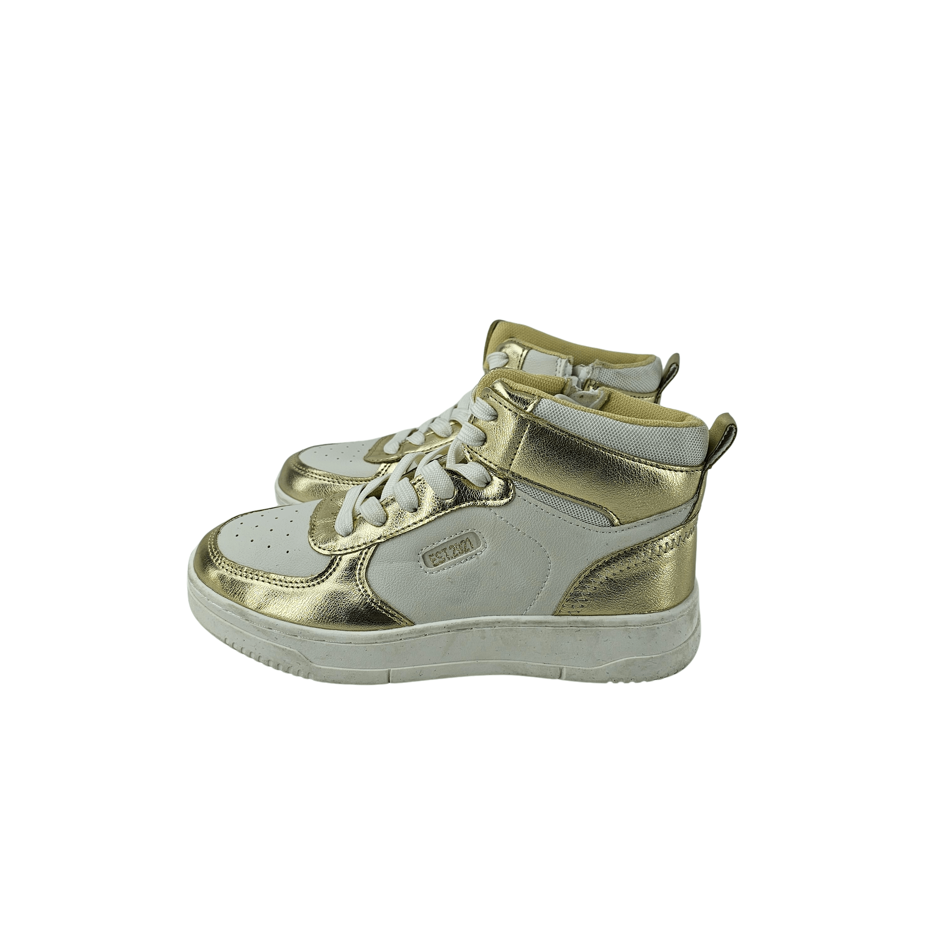 Atlete Femijesh Ngjyre Gold me Dizajn te Bardhe S.Hand Childrens Shoes