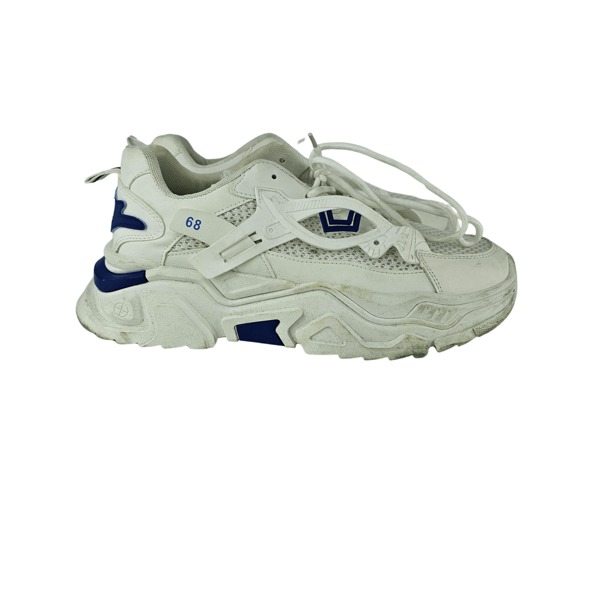 Atlete Meshkujsh Ngjyre te Bardha me Dizajn Blu S.Hand/Trainers