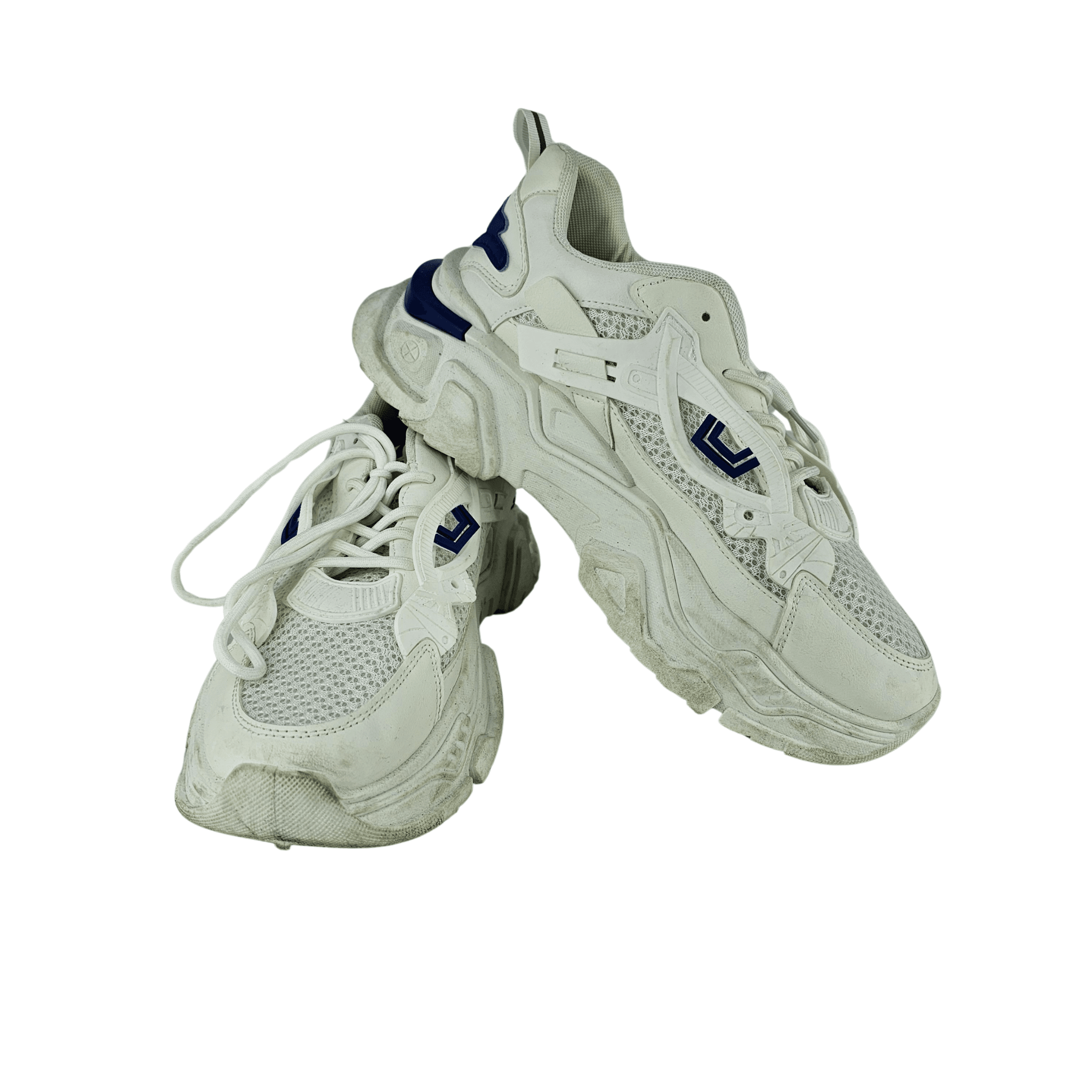 Atlete Meshkujsh Ngjyre te Bardha me Dizajn Blu S.Hand/Trainers