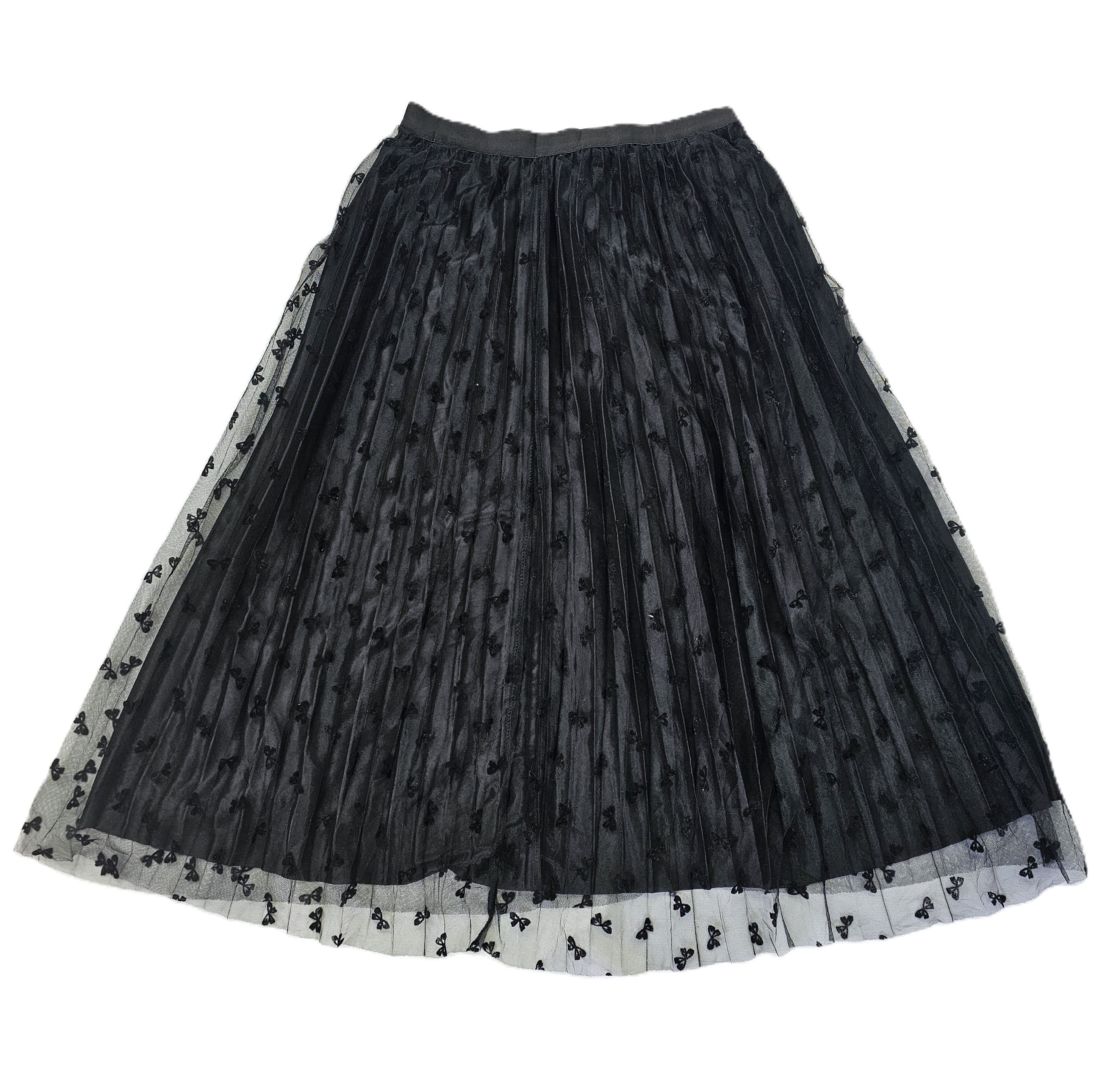 Fund Femrash Ngjyre i Zi me Pala dhe Tyl me Dizajn Fjongo Outlet/Black Skirt