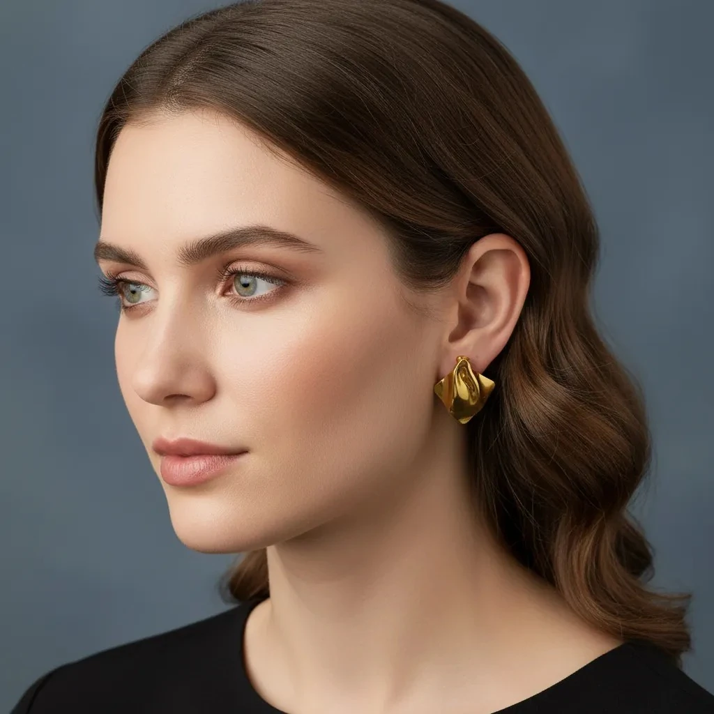 Vathe Femrash Çeliku M29 Stainless Steel Ngjyre Gold Women Earrings