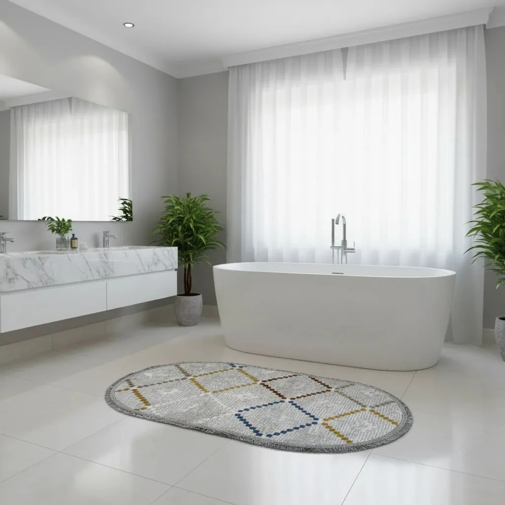 Rrugice me Fije Ngjyre Gri e Hapur me Dizajn Shumengjyresh 60x100 Outlet Rug