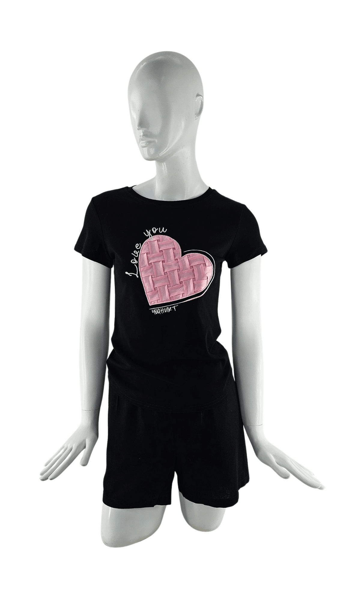 T-Shirt Femrash Ngjyre e Zeze me Zemer Roze Outlet/T-Shirt