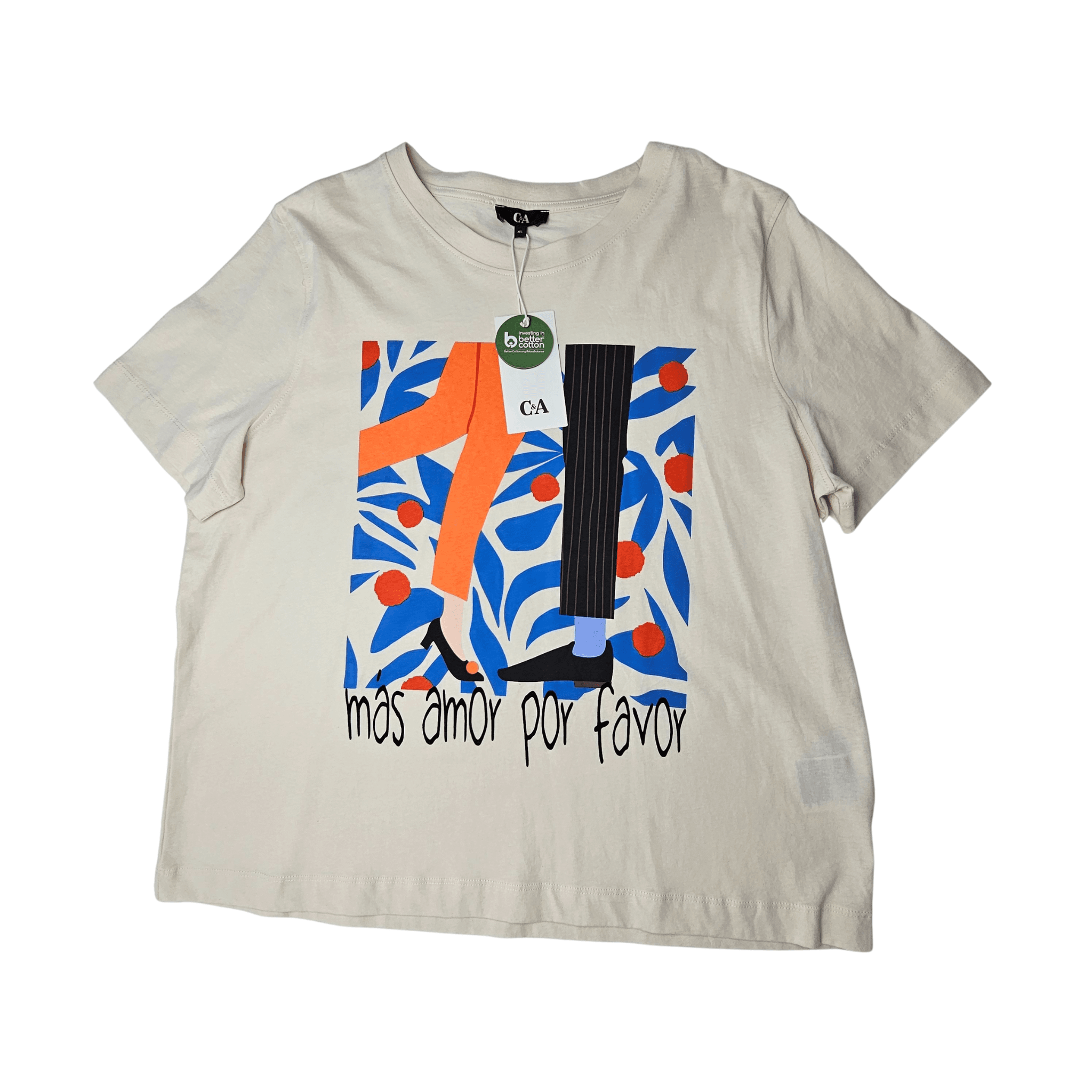 Bluze Femrash C&A Ngjyre Bezhe e Hapur me Dizajn Abstrakt Outlet/T-Shirt