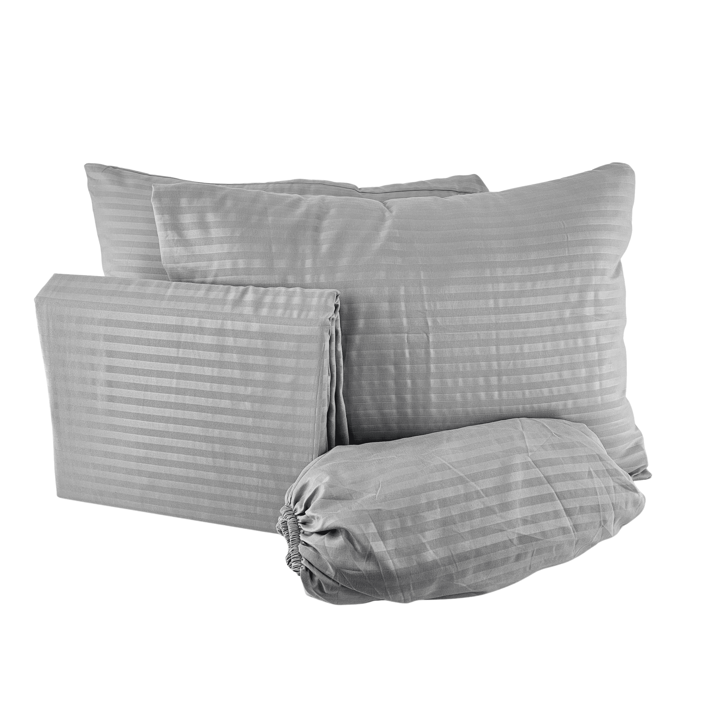 Set Carcafi Ngjyre Gri me Vija Superdopio 180x200cm Outlet Bed Sheet Set King Size