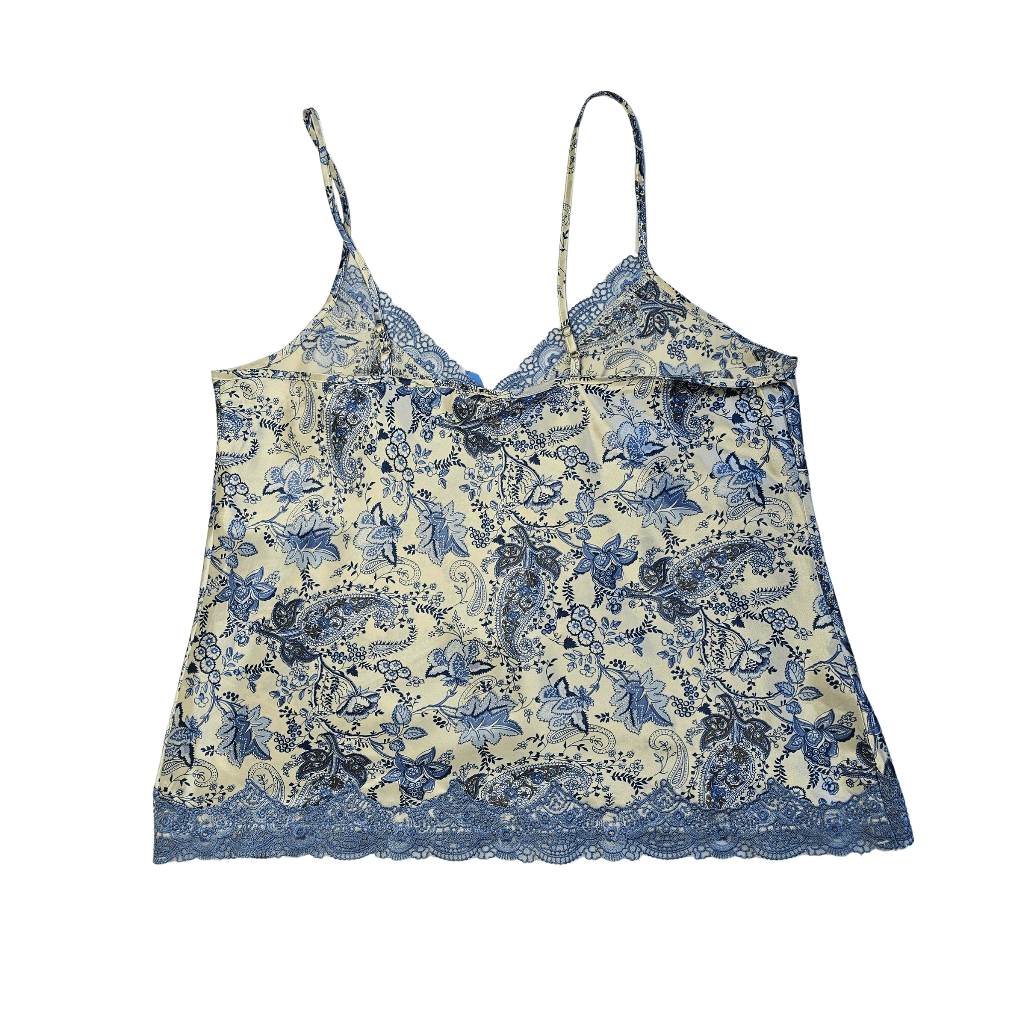 Veshje Gjumi Kanatjere Saten Ngjyre Qumesht me Dizajn Blu Abstrakt S.Hand/Sleeping Clothes