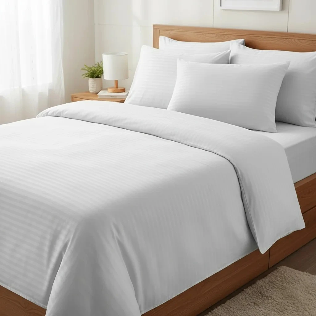 Set Zarf Jorgani Dopio Ngjyre i Bardhe  me Vija Outlet Bed Cover Set