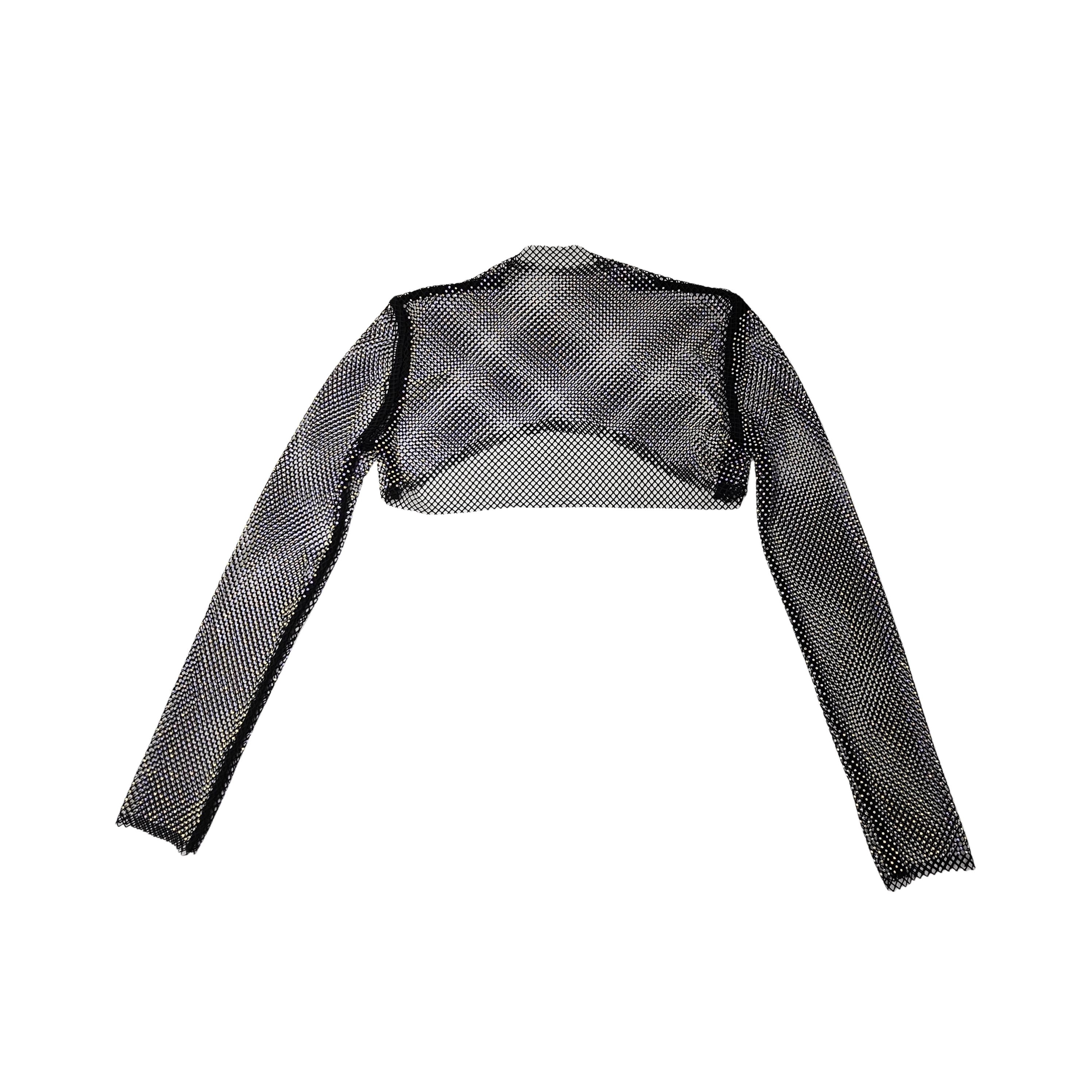 Bluze Femrash Rrjete me Gure Ngjyre e Zeze S.Hand Womens Crop Top