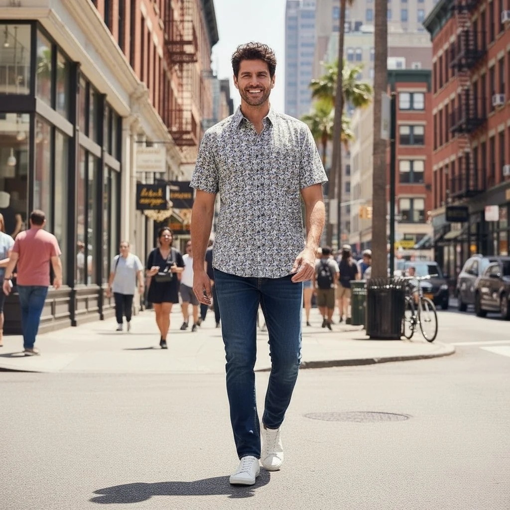 Kemishe Meshkujsh Casa Moda Dizajn me Lule S.Hand