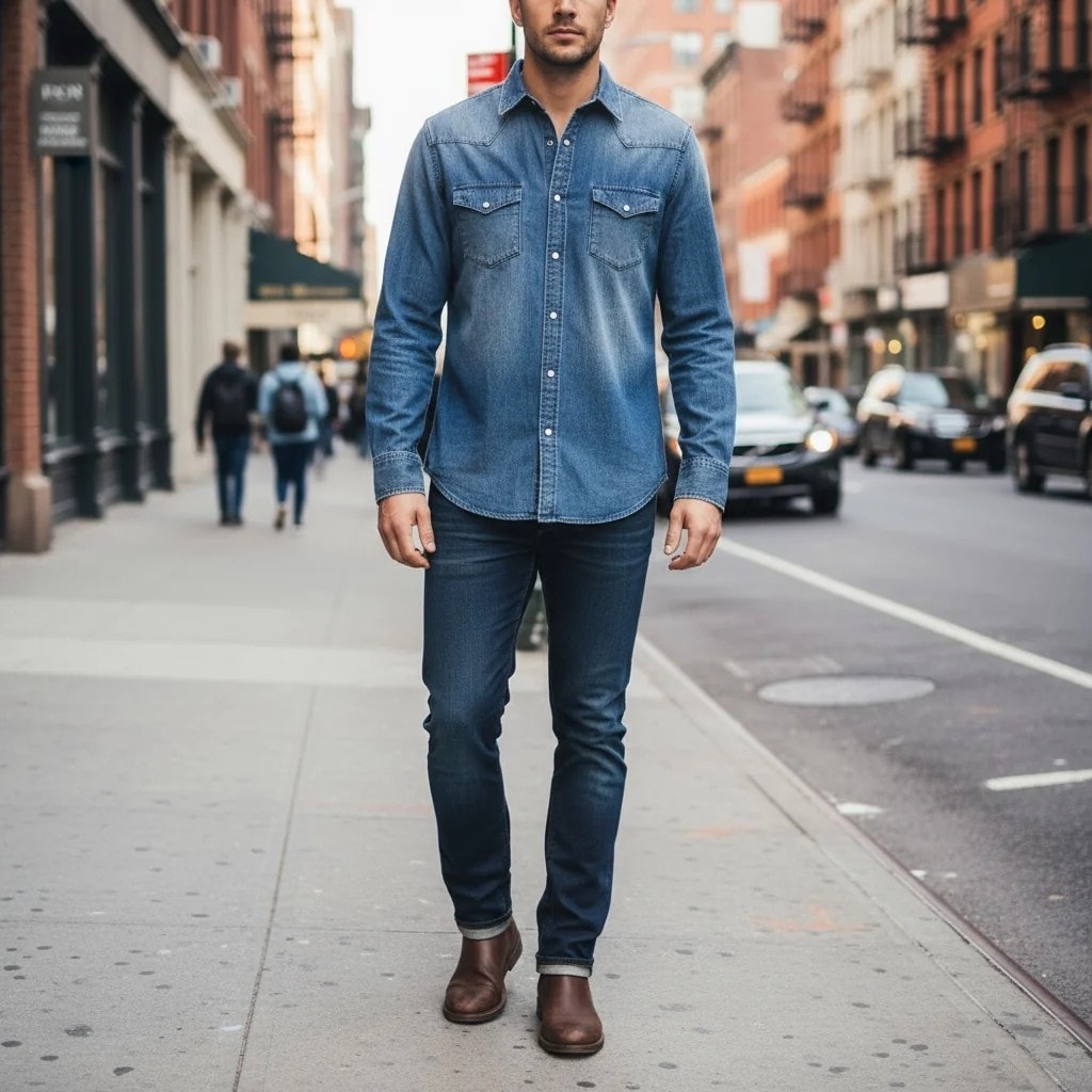 Kemishe Xhins Meshkujsh Esprit Ngjyre Blu S.Hand Shirt