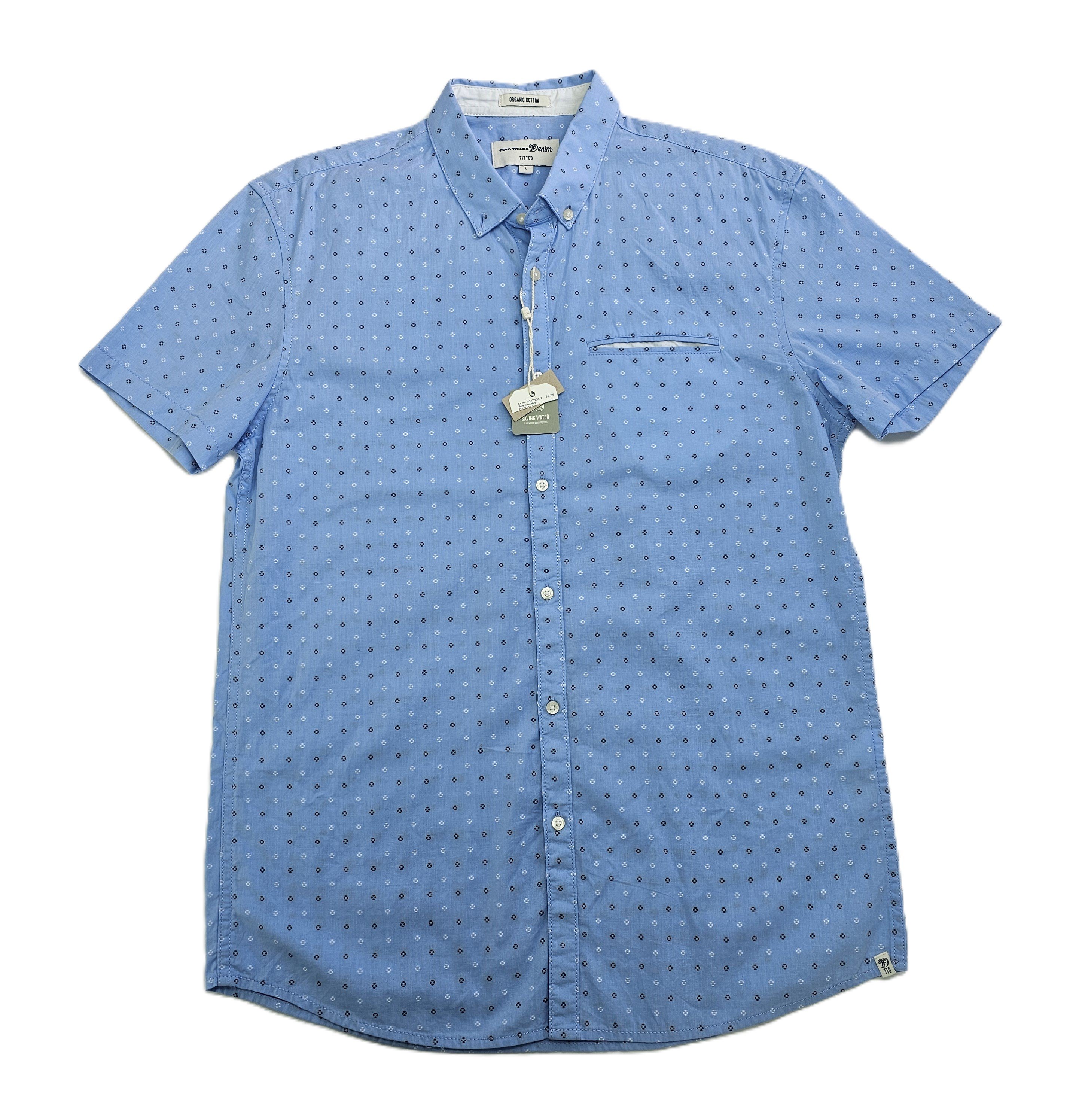 Kemishe Meshkujsh Tom Tailor Denim Blu me Lule Bardhe e Zi Outlet