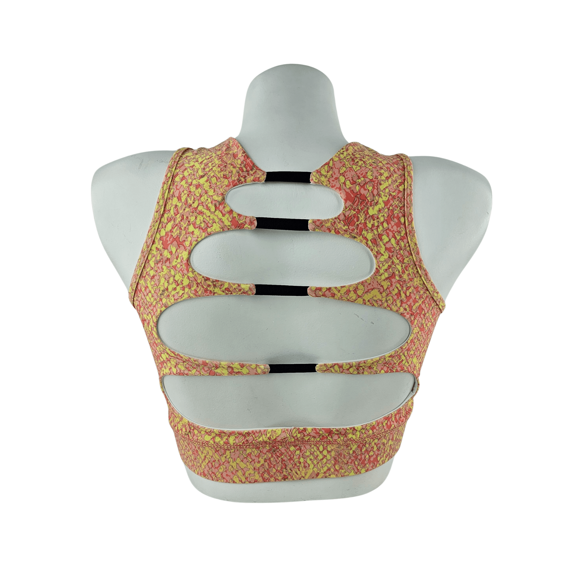 Fitness Crop Top Swedish Fall Dizajn Gjarpri Ngjyre Roze me te Verdhe 
