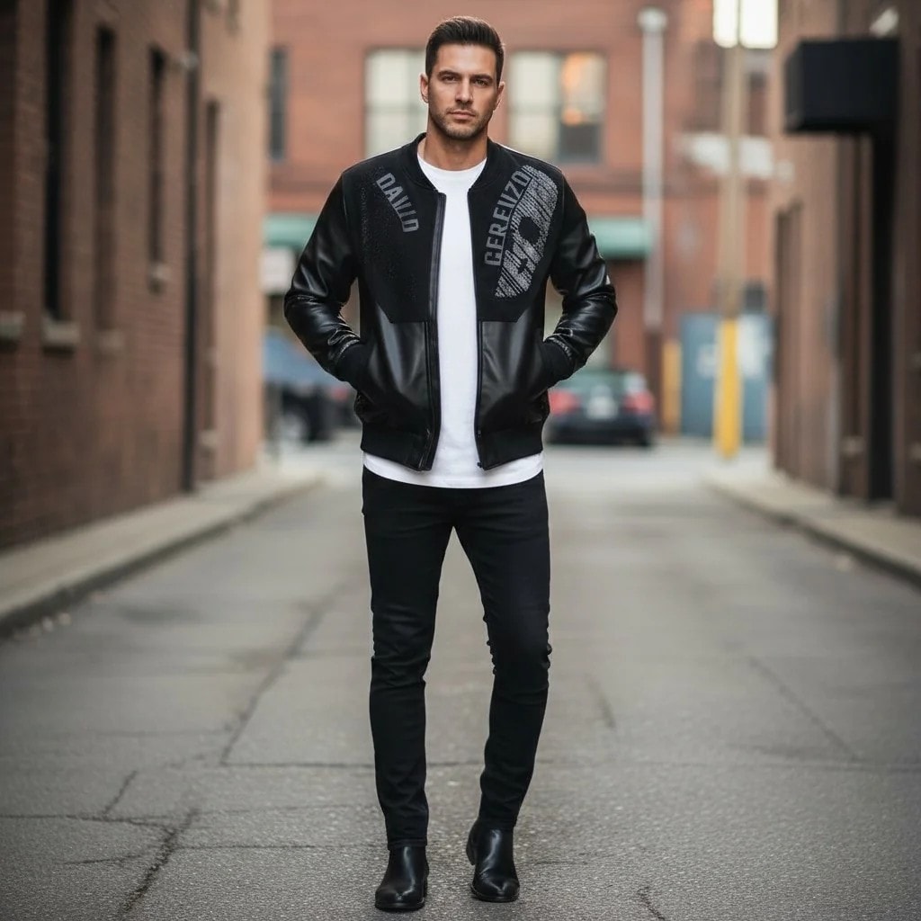 Xhup i Holle Meshkujsh Ngjyre i Zi me Detaje Guresh S.Hand Man Light Jacket