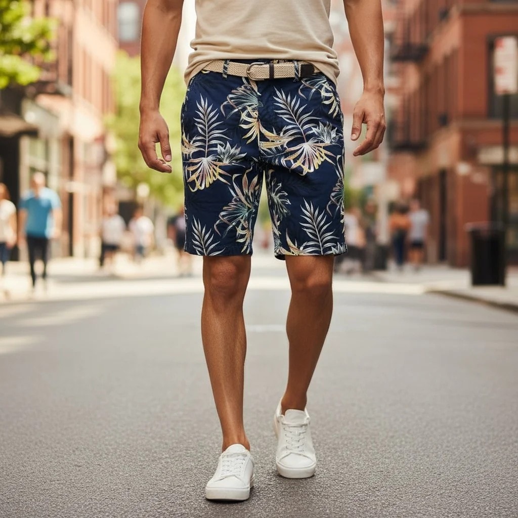 Pantallona te Shkurtra Meshkujsh Dizajn me Lule Outlet/Shorts