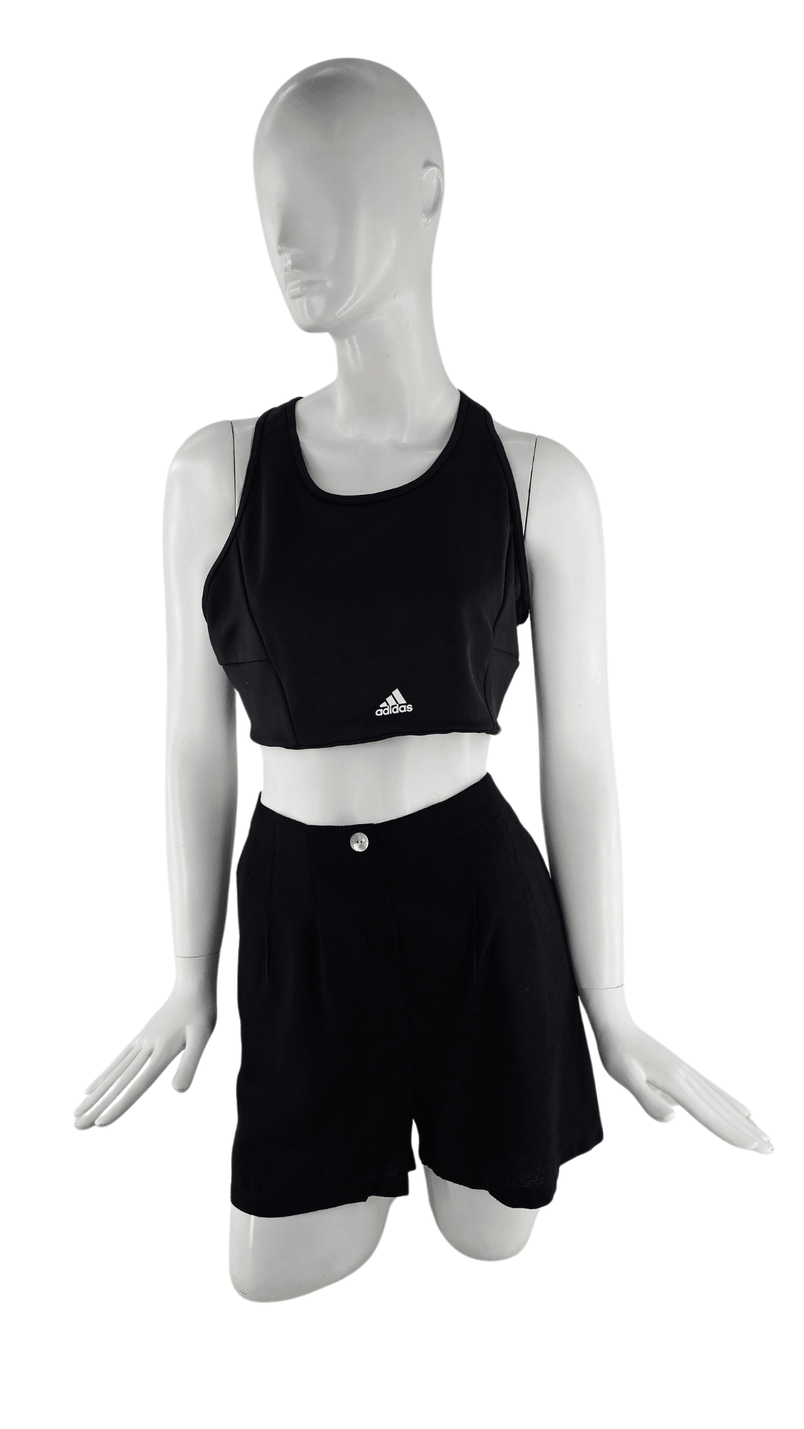 Fitnes Sportiv Crop Top Adidas Ngjyre i Zi S.Hand/Fitness