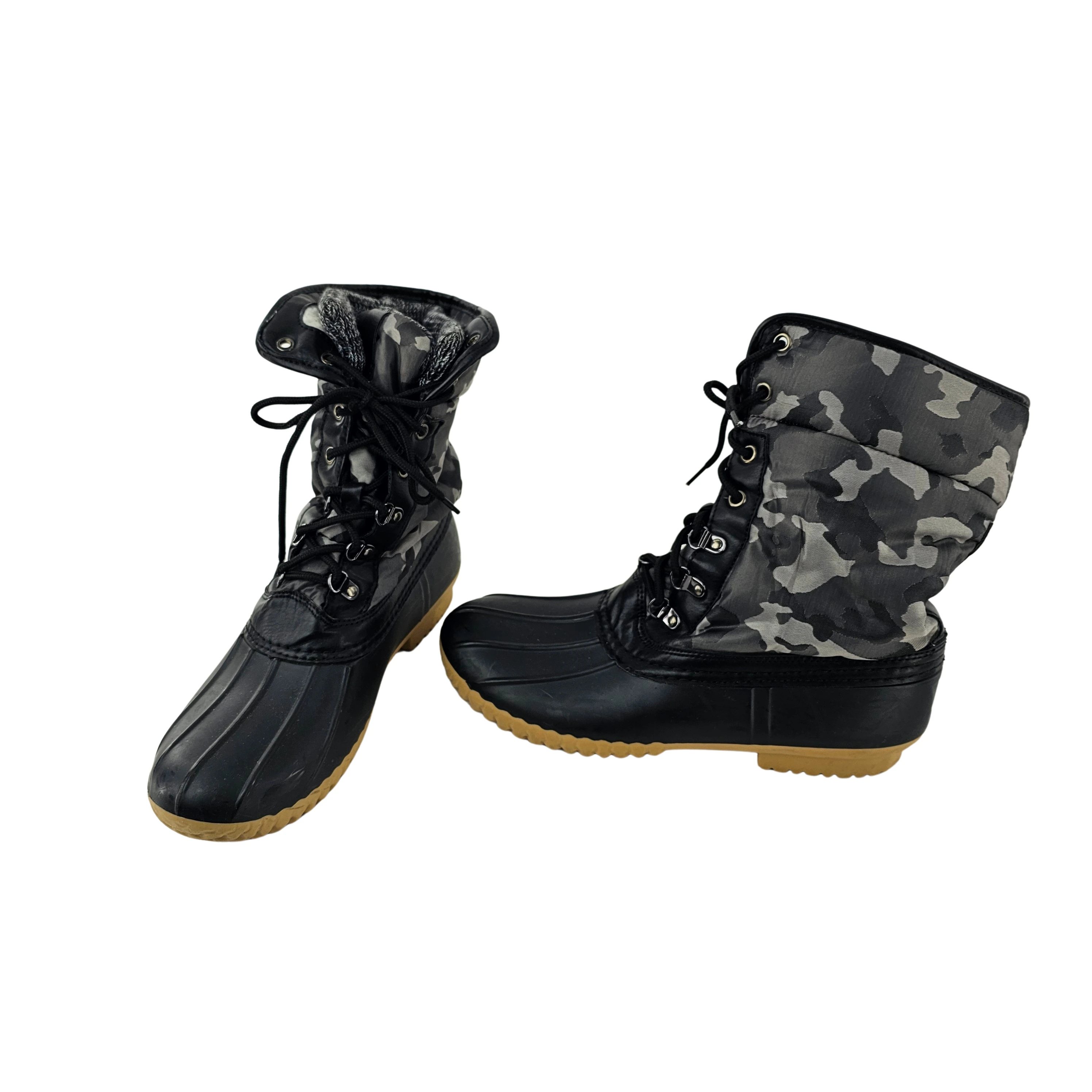 Cizme Femrash me Push Brenda Ngjyre Gri e Erret me Dizajn Ushtarak S.Hand Women's Boots