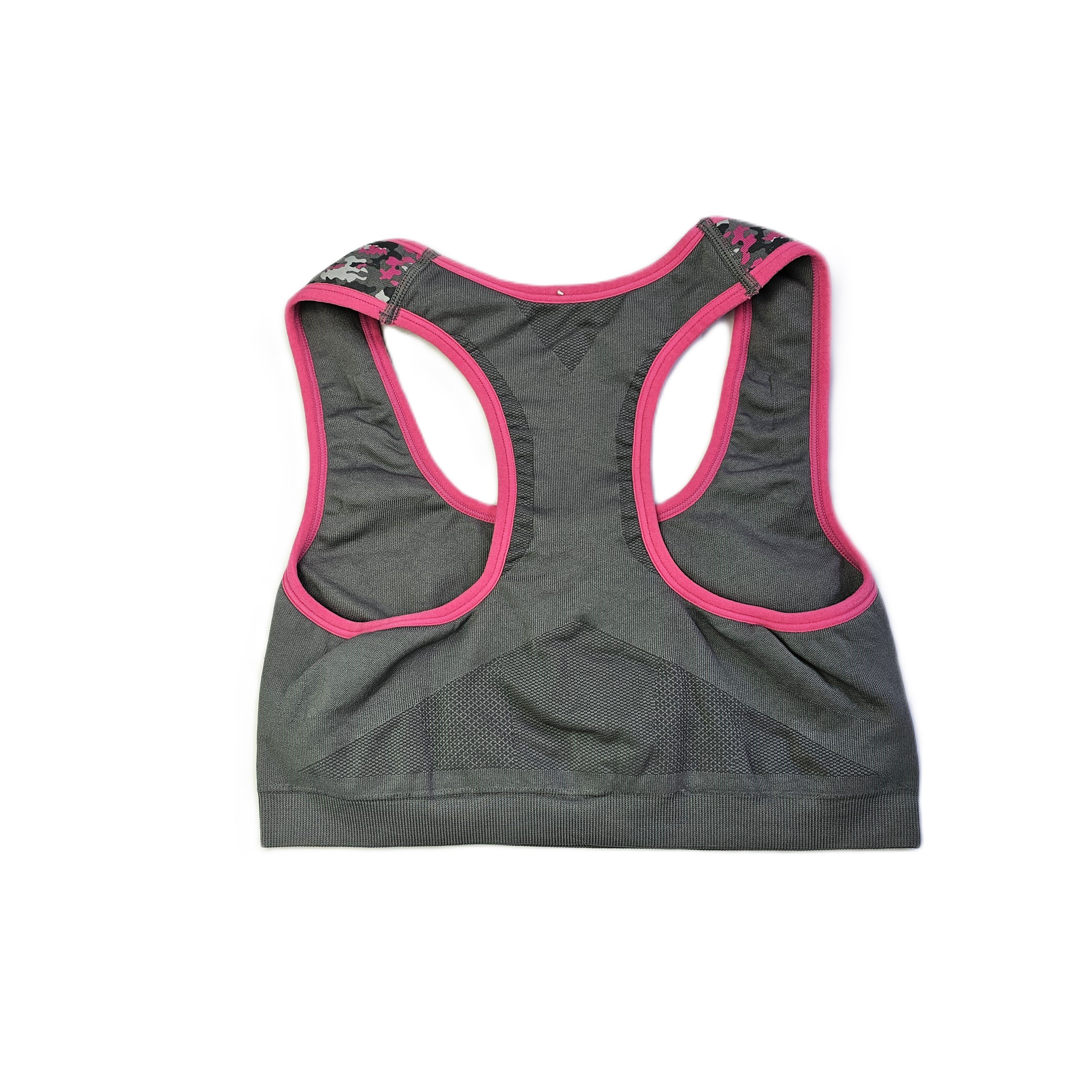 Fitnes Sportiv Crop Top Ngjyre Gri me Roze s.Hand/Fitness