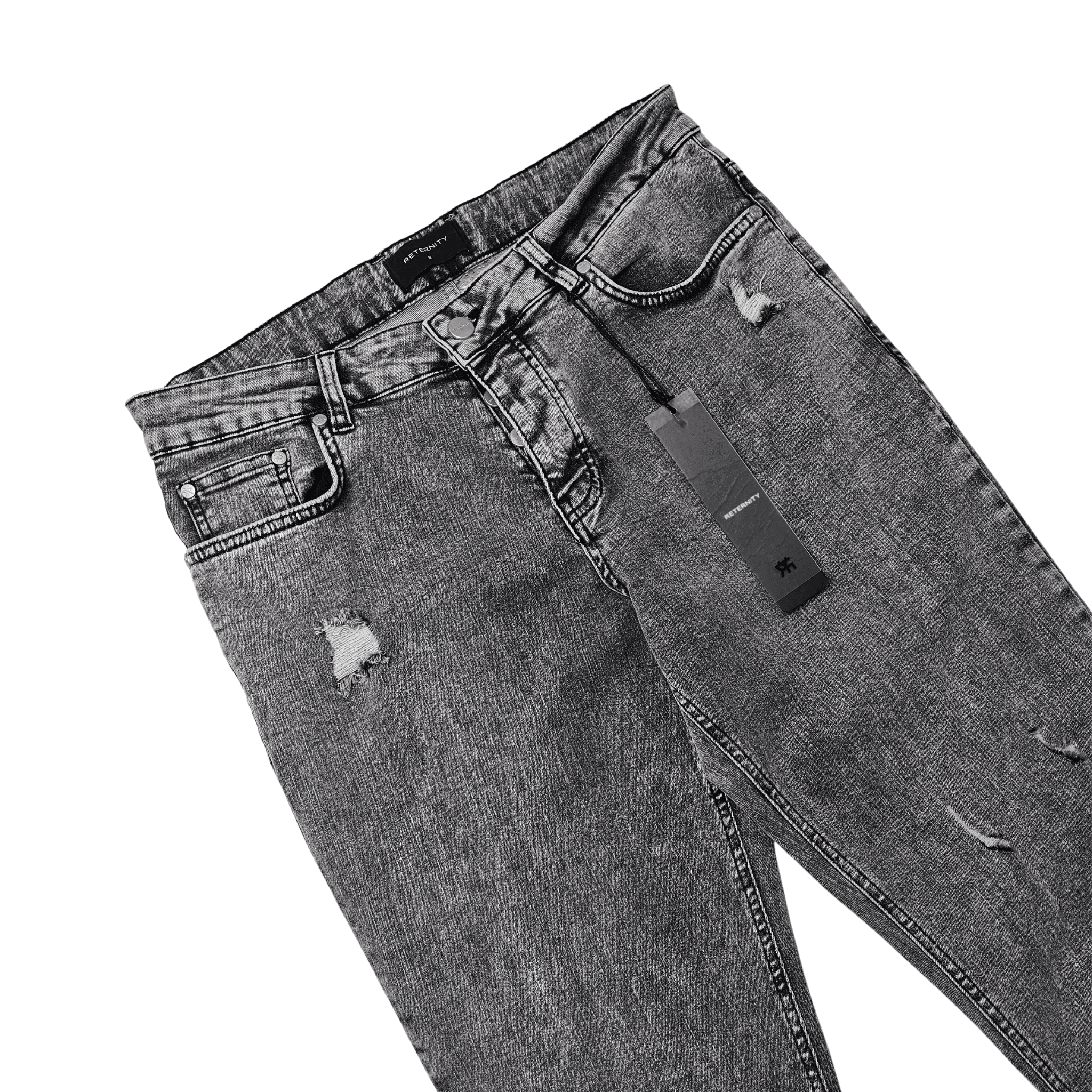 Pantallona Xhins Meshkujsh Reternity Outlet Ngjyre Gri Jeans