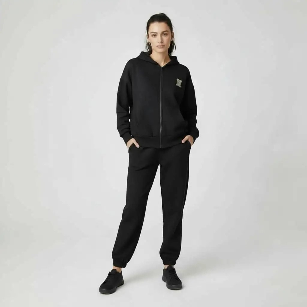 Kostume Sportive Femrash Outlet Woman's Swetsuit Set  - Black