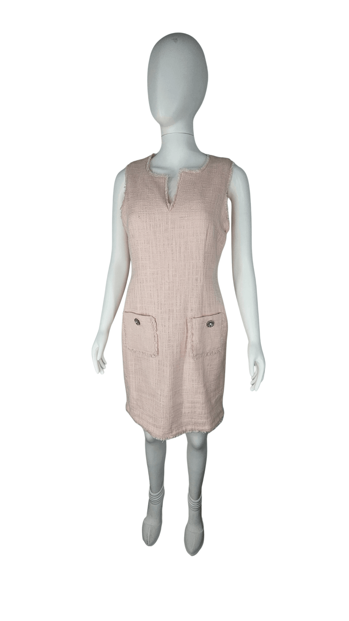 Fustan Femrash Karl Lagerfeld Paris Ngjyre Roze e Embel me Xhepa me Kopsa me Perle Outlet Dress