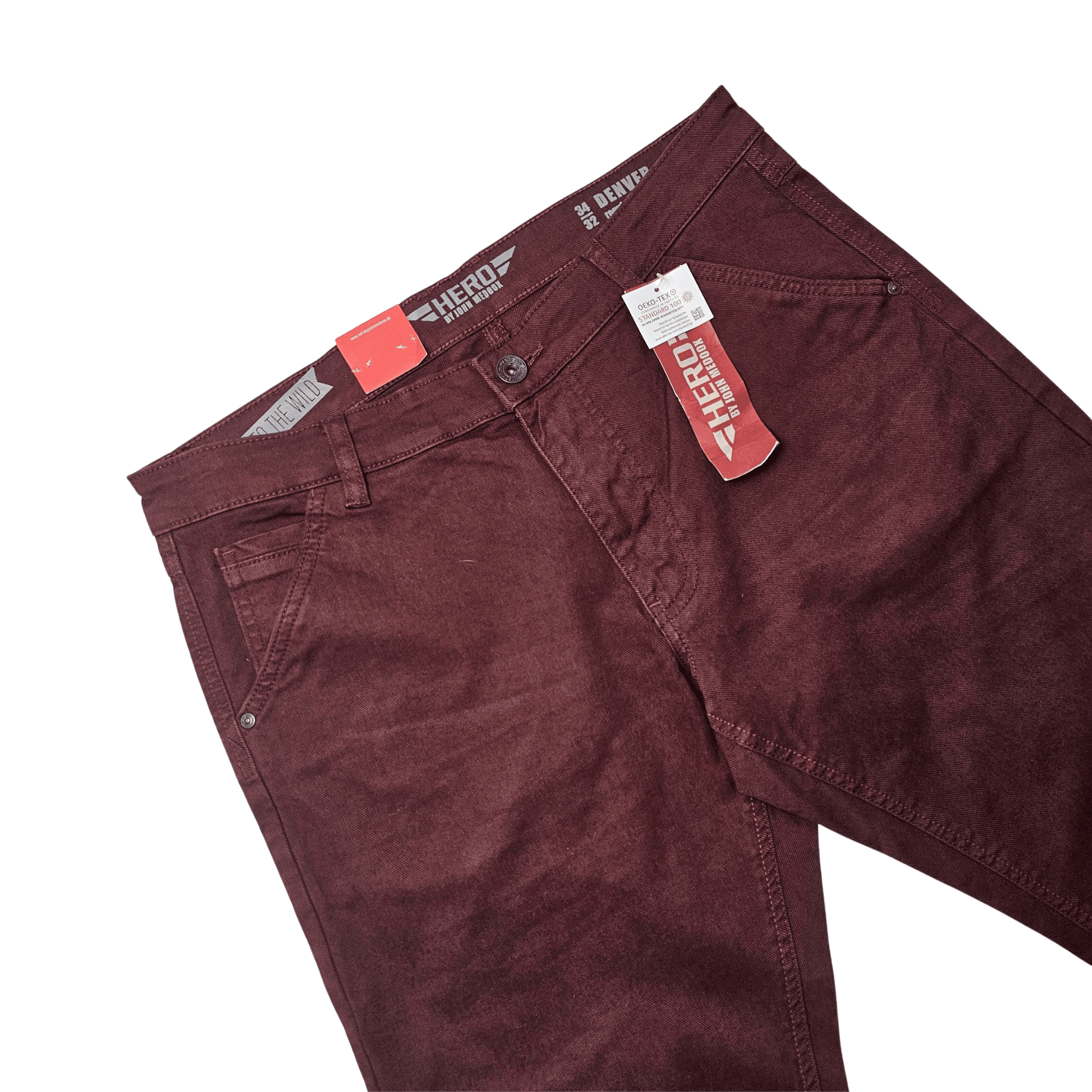Pantallona Xhins Meshkujsh Hero Outlet Ngjyre Vishnje Jeans