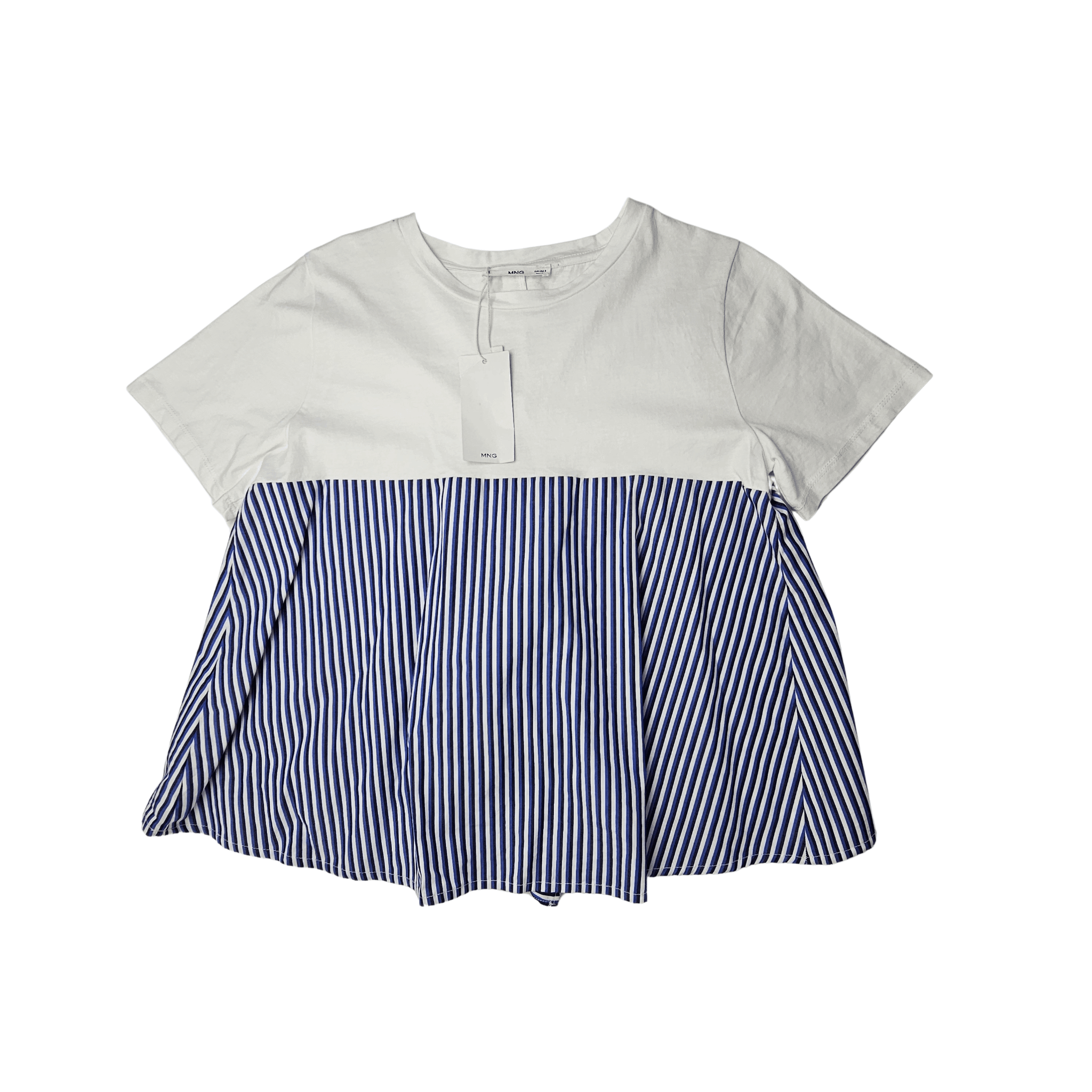 Bluze Femrash MNG Ngjyre e Bardhe me Dizajn me Vija Blu Outlet/T-Shirt