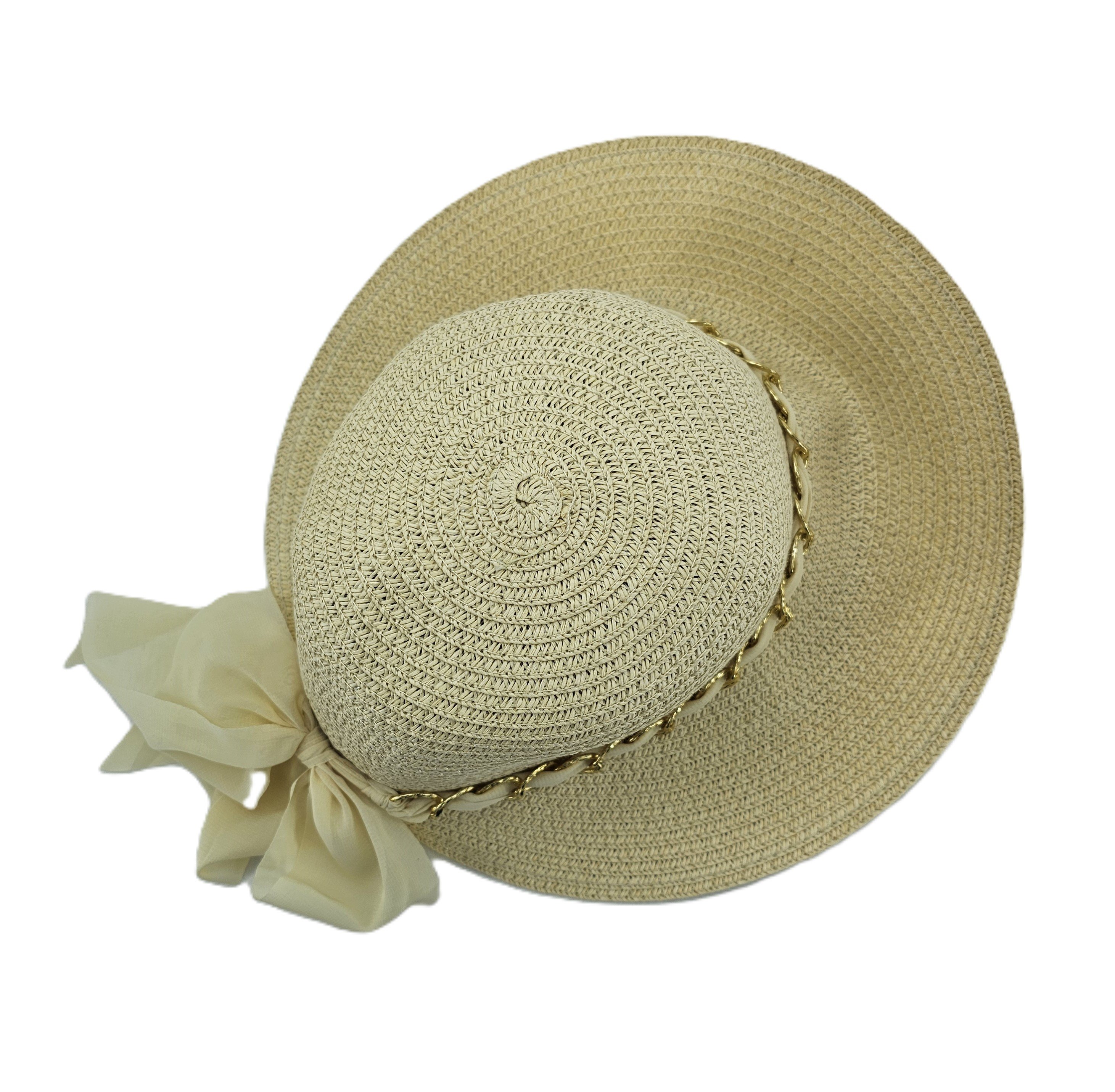 Kapele Plazhi Femrash Kashte me Zinxhir Gold dhe Fjongo S.Hand/Beach Hat