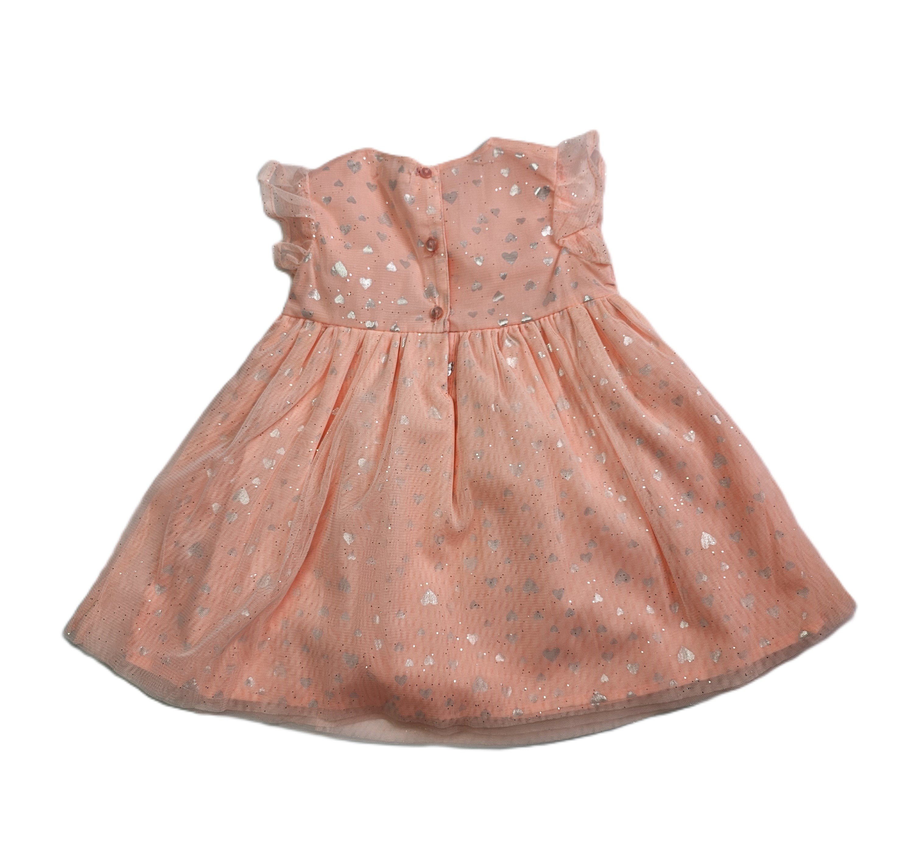 Fustan Femijesh Ngjyre Roze me Tyl dhe Zemra me Xixa S.Hand/Dress