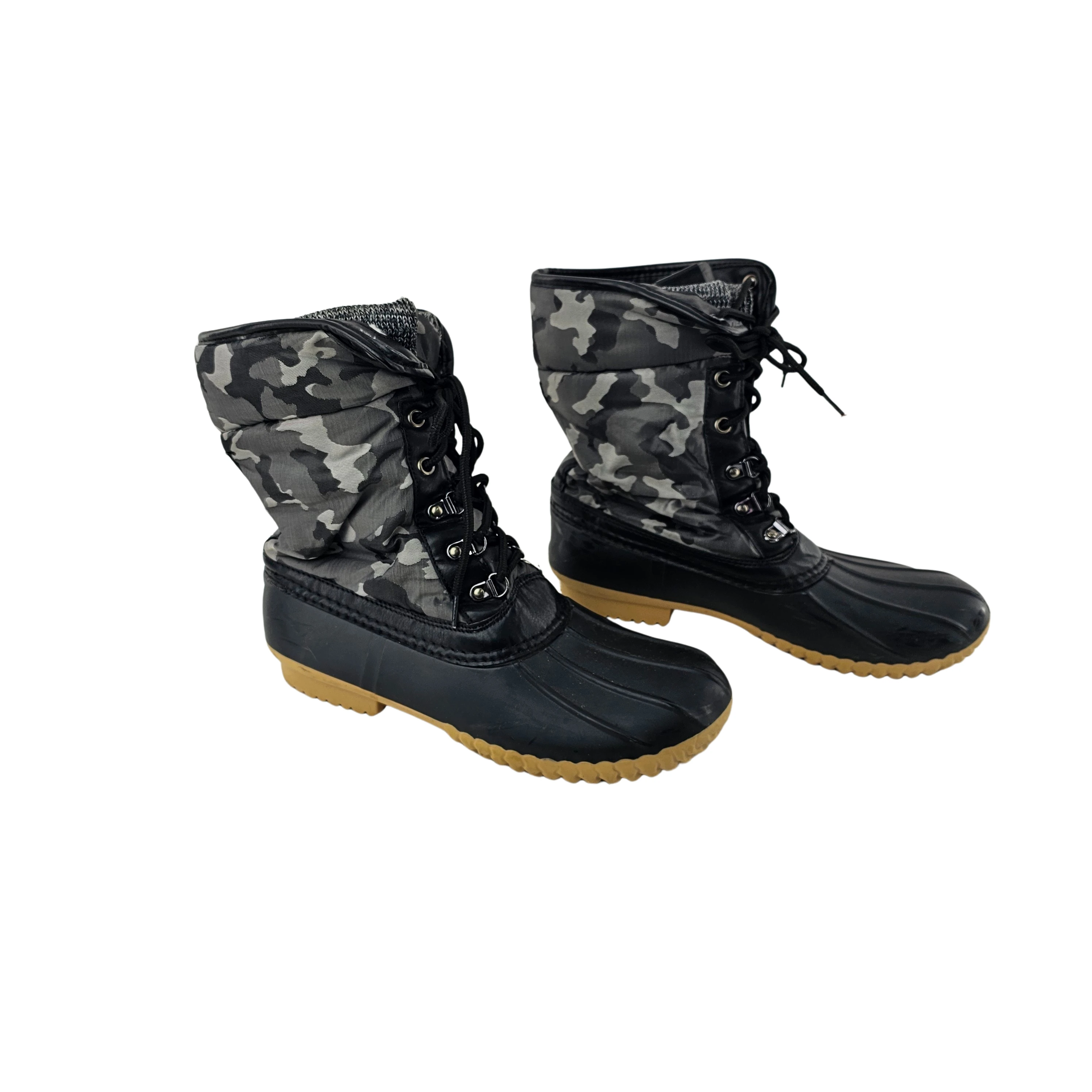 Cizme Femrash me Push Brenda Ngjyre Gri e Erret me Dizajn Ushtarak S.Hand Women's Boots