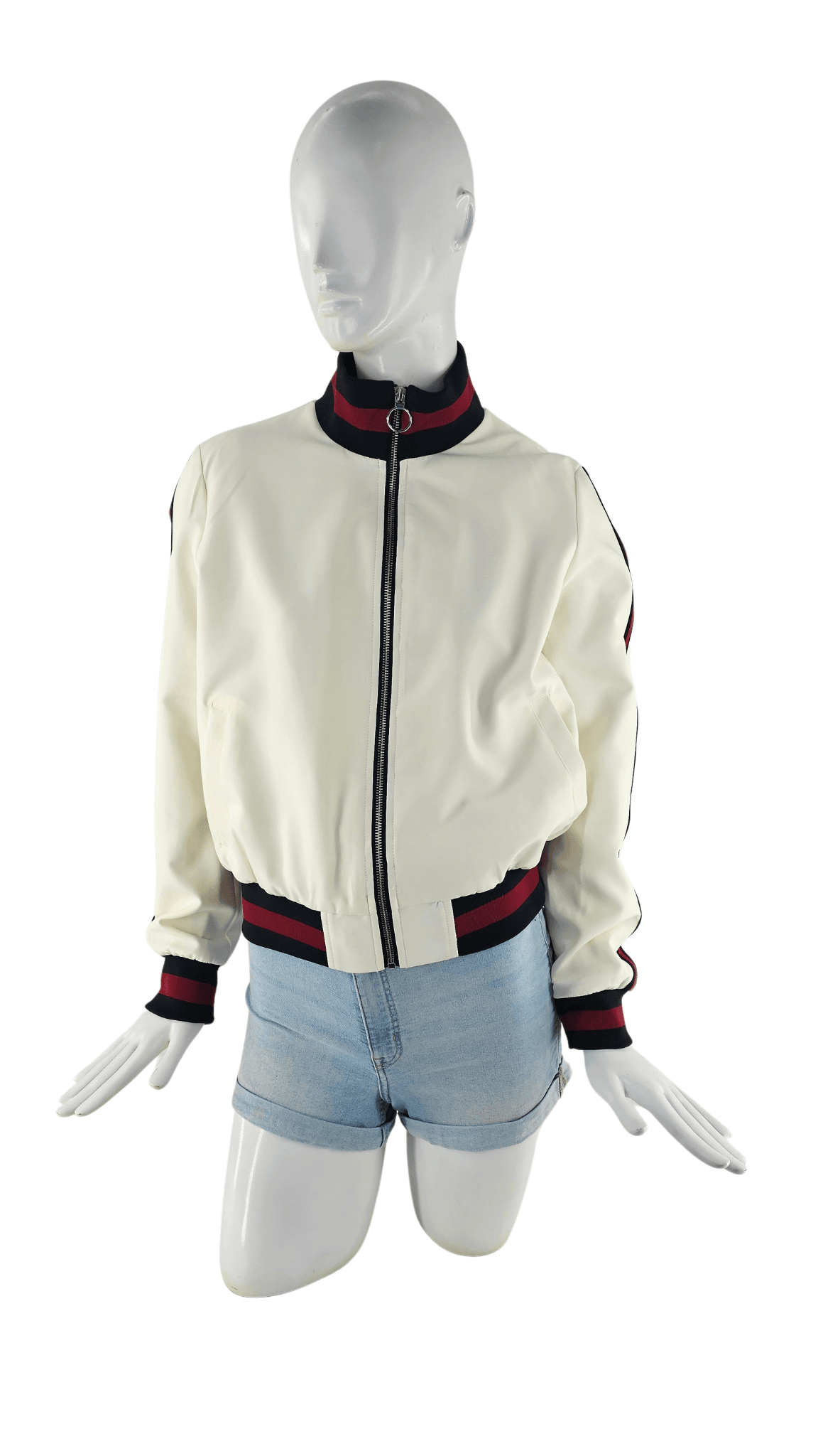 Xhakete Klasike Femrash Atmosphere Ngjyre e Bardhe me Vija Kuq e Zi S.Hand/Classic Jacket