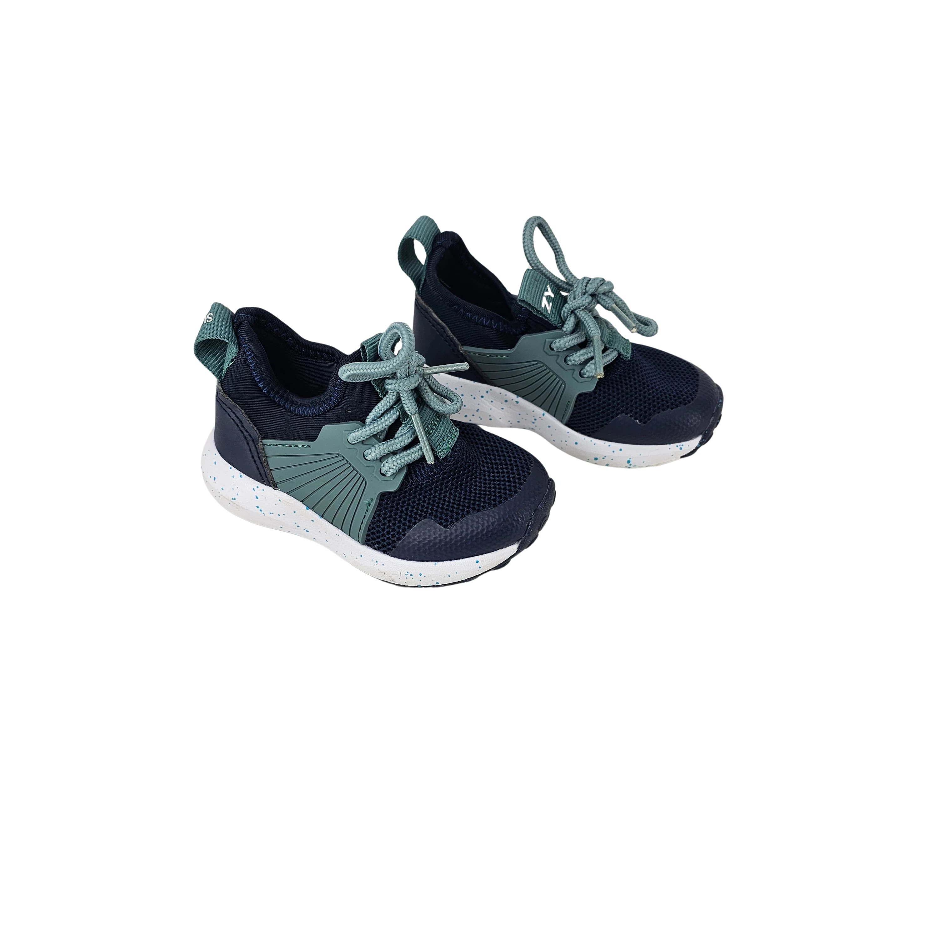 Atlete Bebesh Ngjyre Blu te Erreta me Dizajn te Bardhe dhe Jeshile te Erret dhe Detaj Pikash S.Hand Children's Shoes