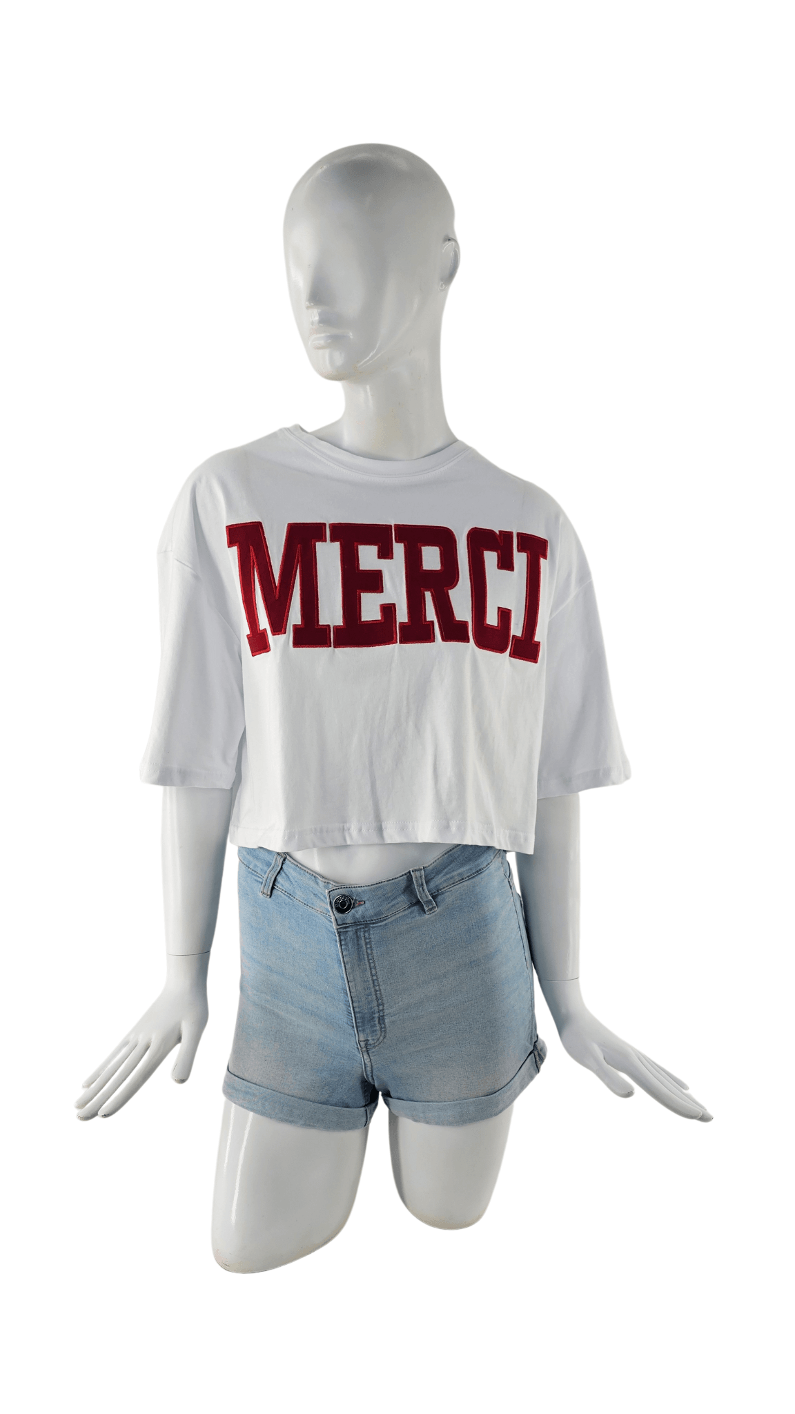 Bluze Femrash Sinsay Ngjyre e Bardhe me Dizajn te Kuq Outlet/T-Shirt