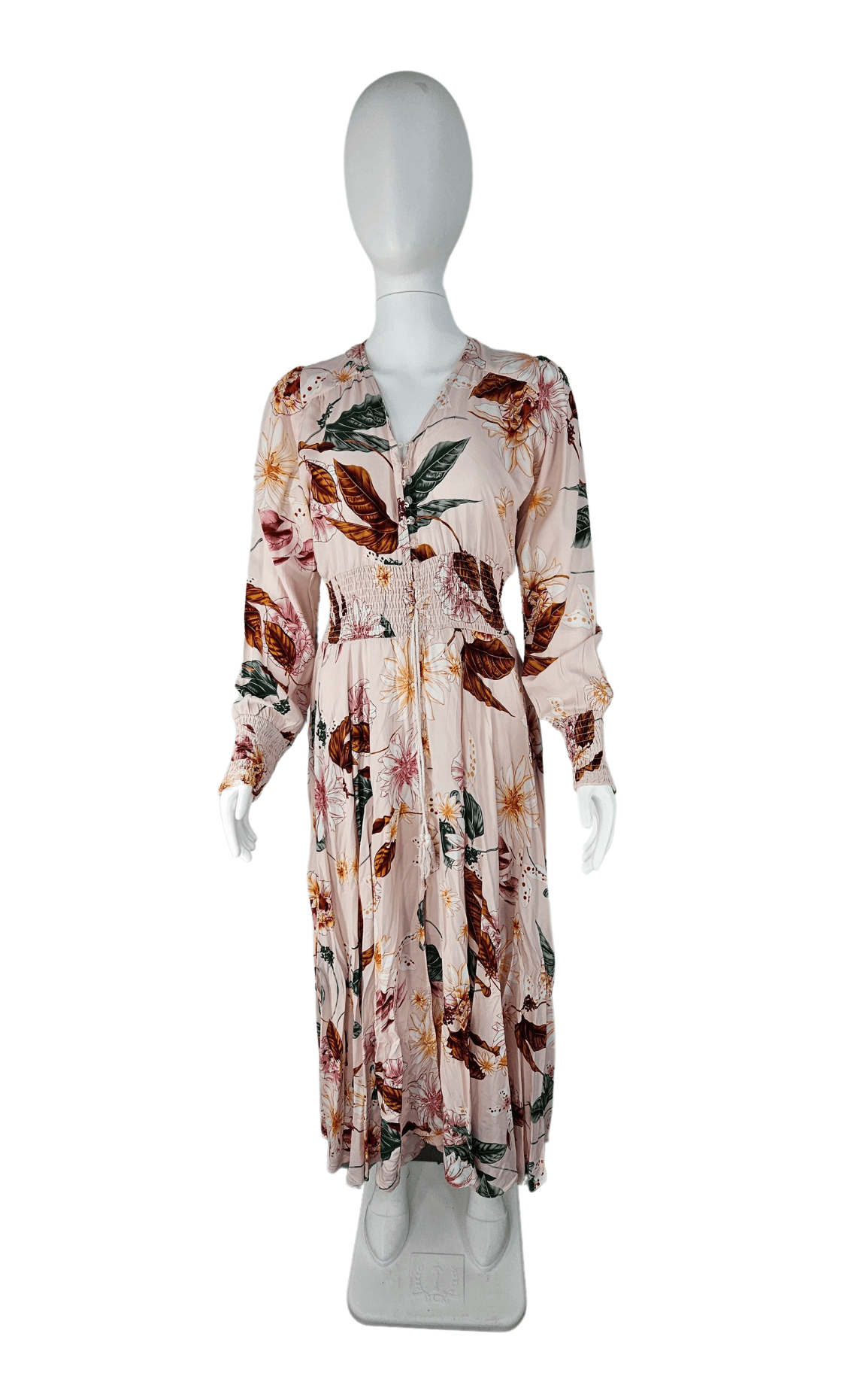 Fustan Femrash Ngjyre Roze e Lehte me Dizajn Lulesh S.Hand/Dress