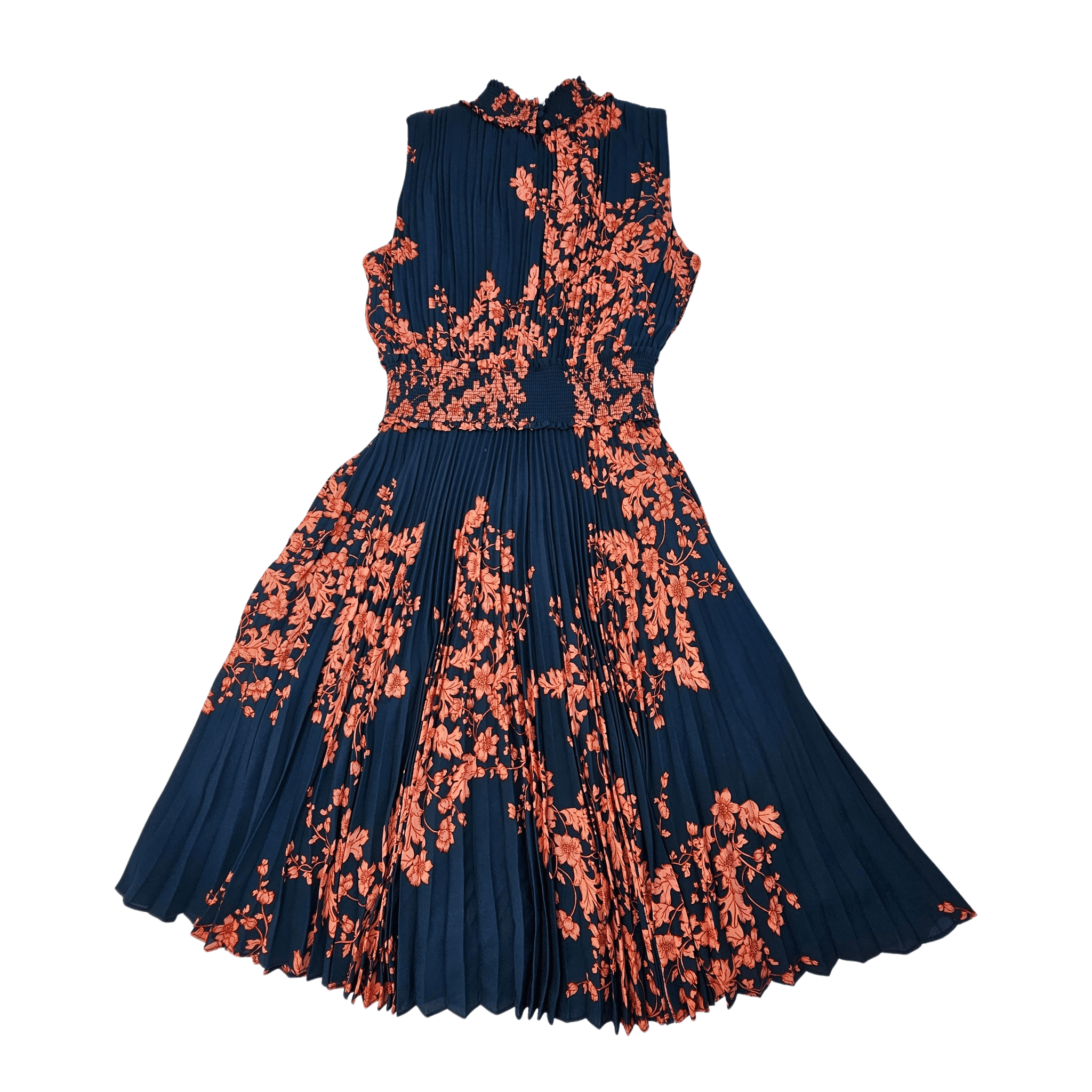Fustan Femrash Ngjyre Blu i Erret me Lule Portokalli S.Hand/Dress
