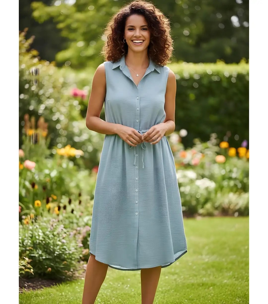 Fustan Femrash Esmara me Kopsa dhe Llastik tek Beli Ngjyre Mente S.Hand/Dress