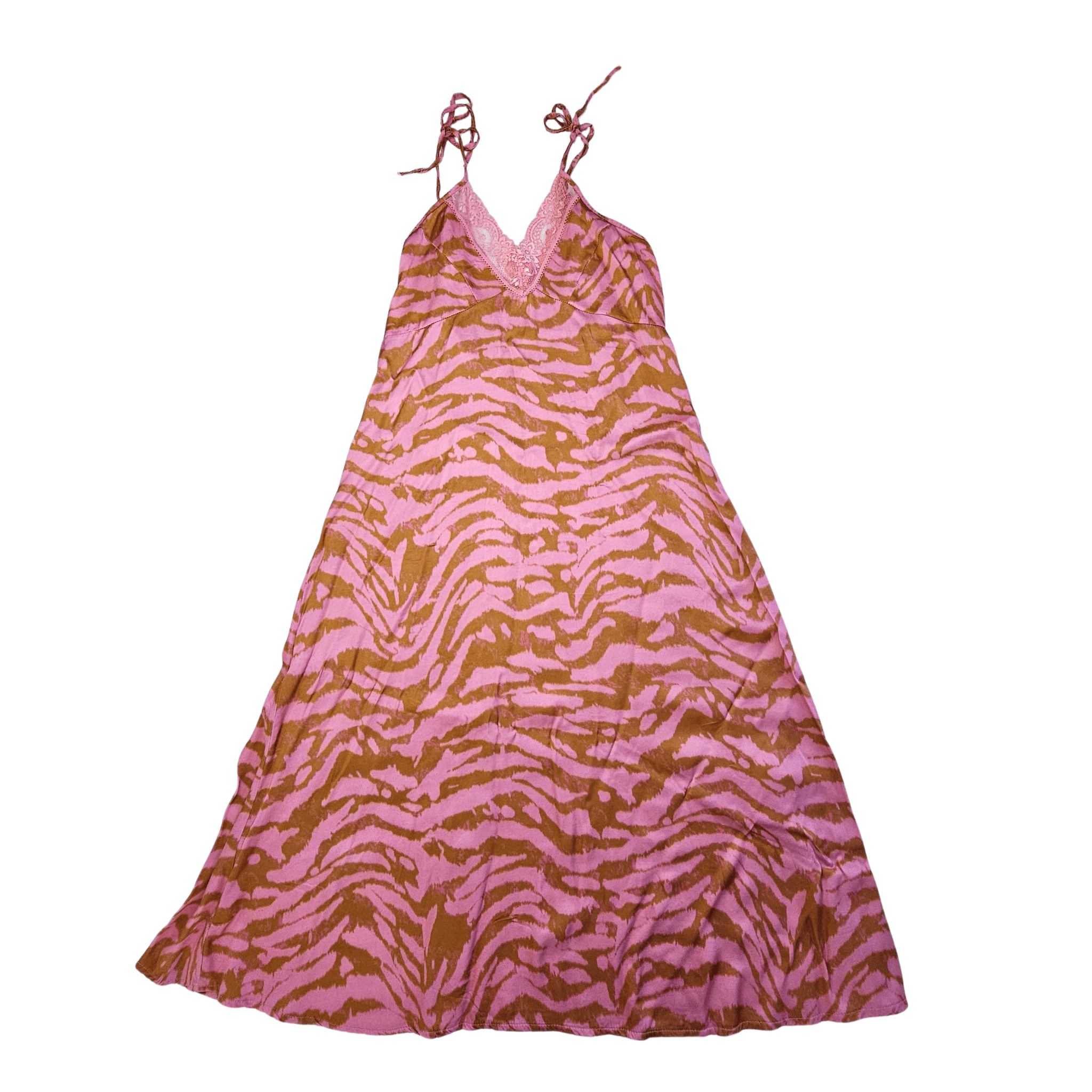  Veshje Gjumi Fustan Saten Ngjyre Roze me Dizajn Portokalli S.Hand/Sleeping Clothes