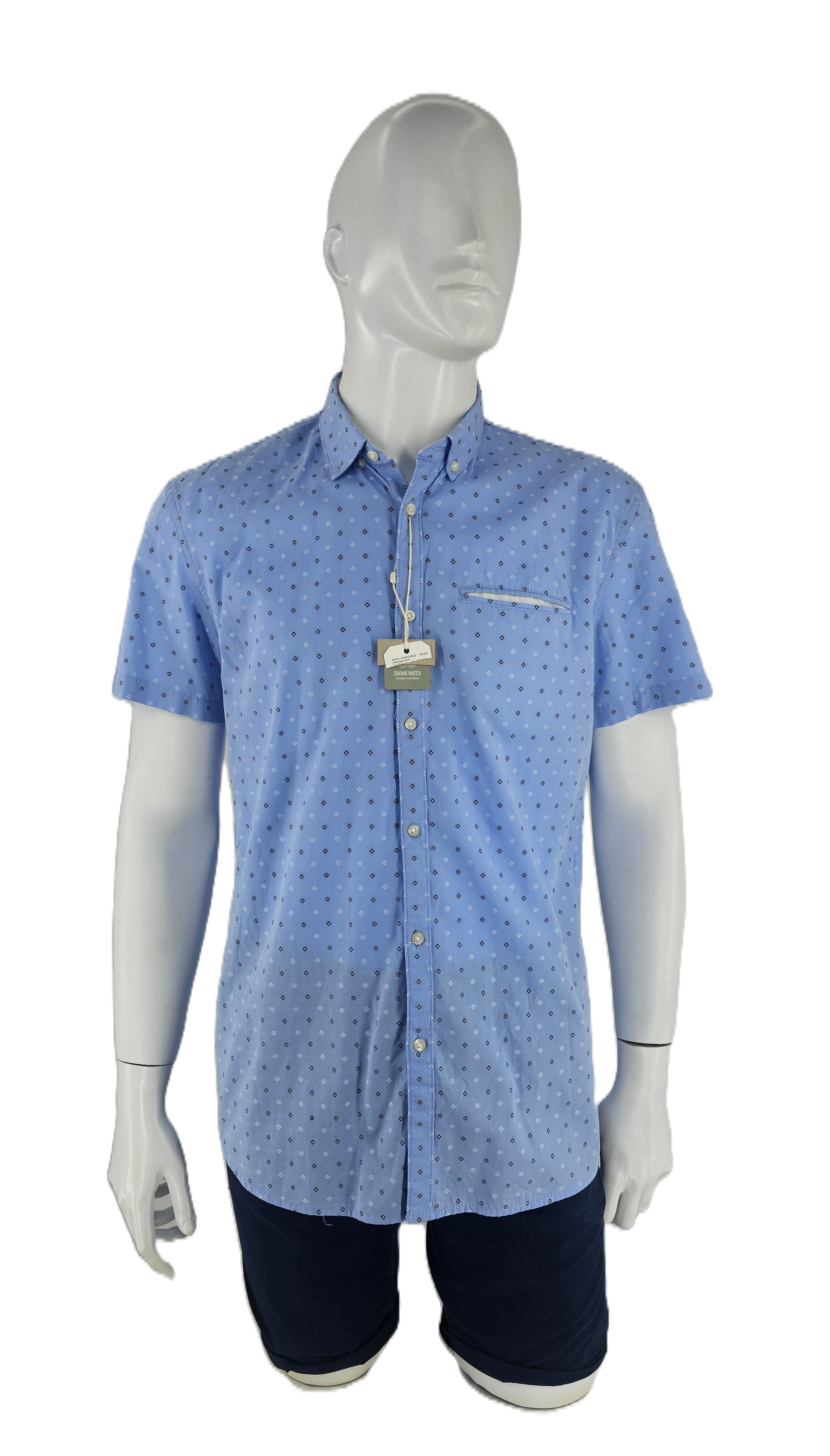 Kemishe Meshkujsh Tom Tailor Denim Blu me Lule Bardhe e Zi Outlet