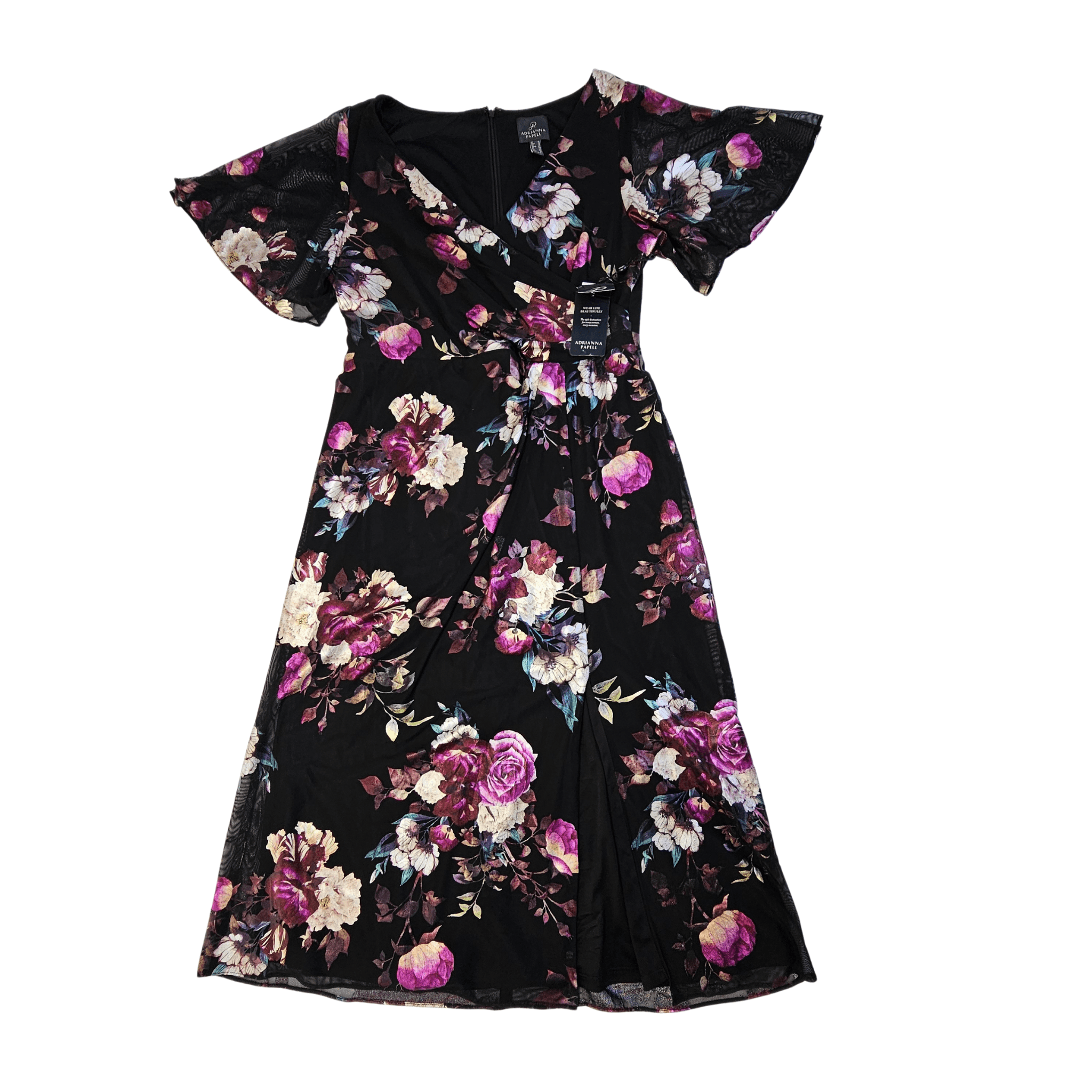 Fustan Femrash Adrianna Papell Ngjyre i Zi me Lule Roze Outlet/Dress