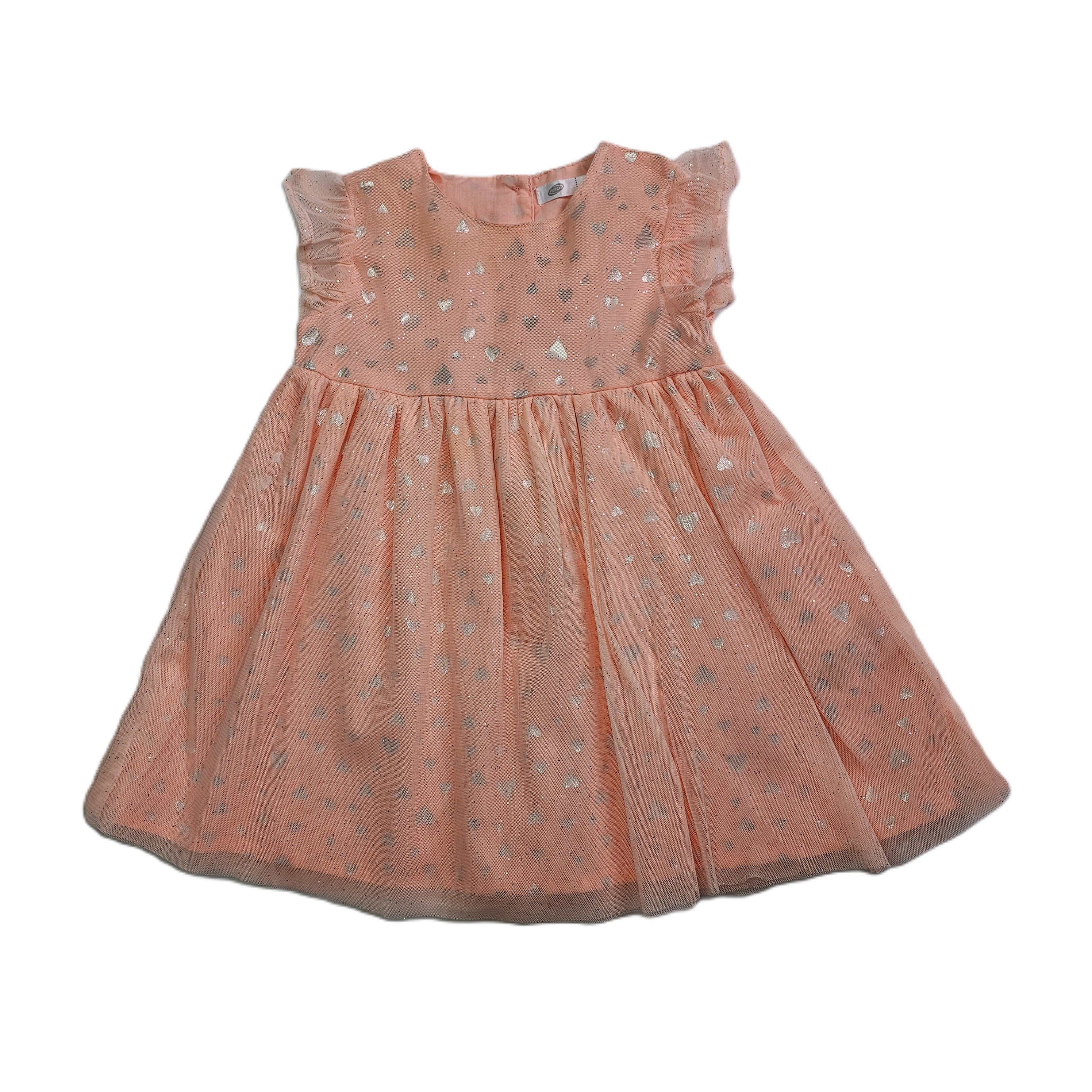Fustan Femijesh Ngjyre Roze me Tyl dhe Zemra me Xixa S.Hand/Dress